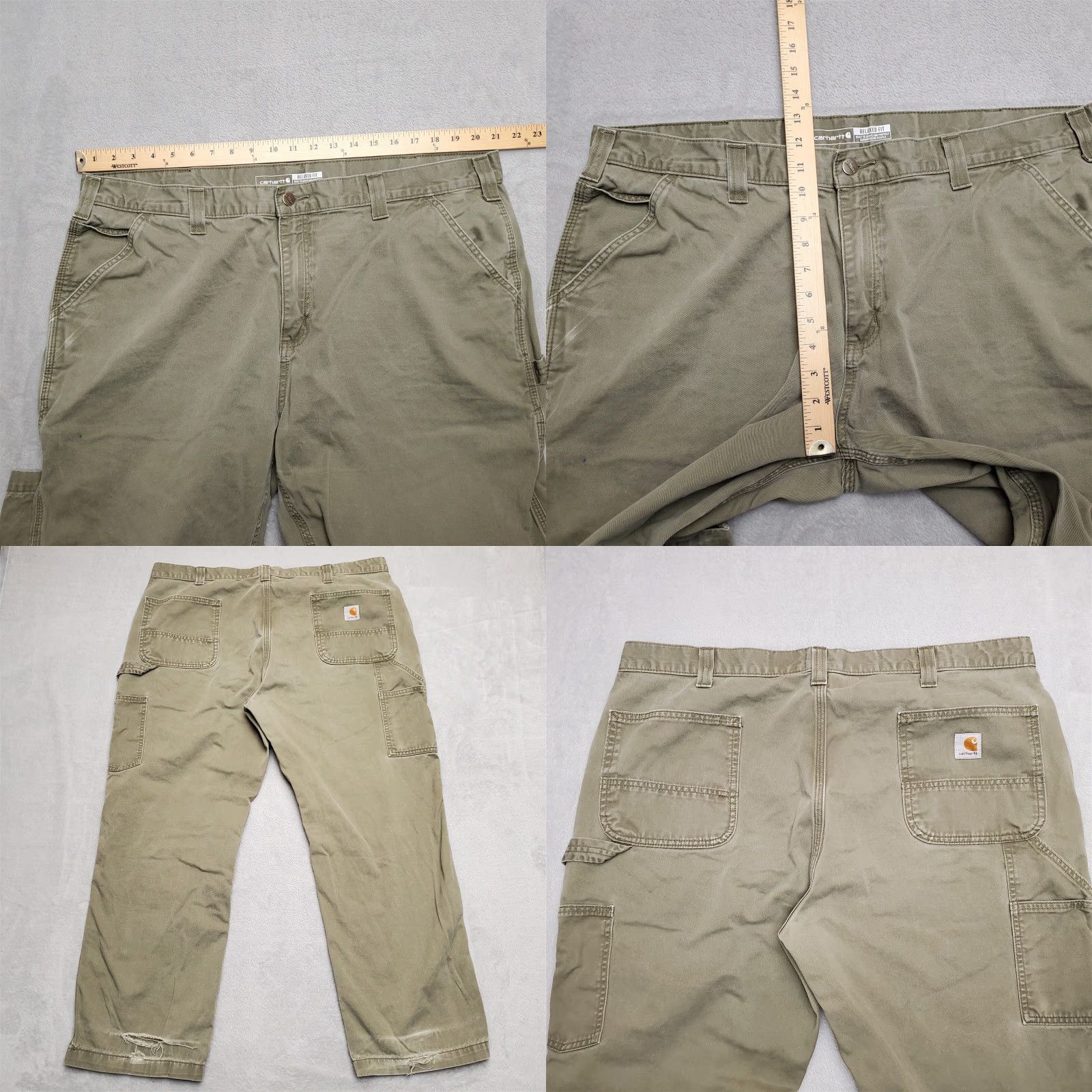 Carhartt Carhartt Pants Men 42x30 Green Twill Relaxed Fit Carpenter Cargo Casual B324 ARG Size US 42 / EU 58 - 8 Thumbnail