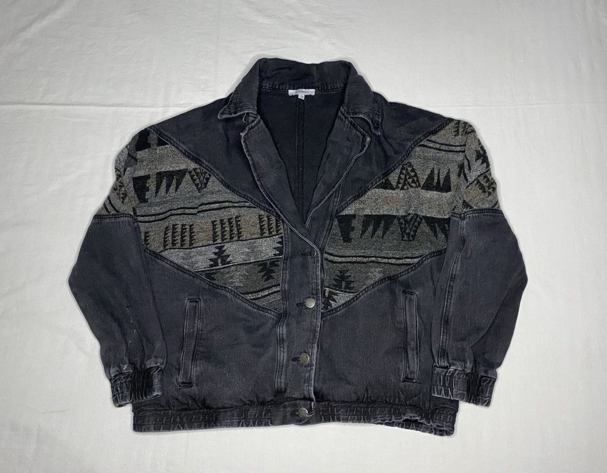 Other Southwestern Aztec Jean Denim Coat Cotton M Boho Western Size M / US 6-8 / IT 42-44 - 1 Thumbnail