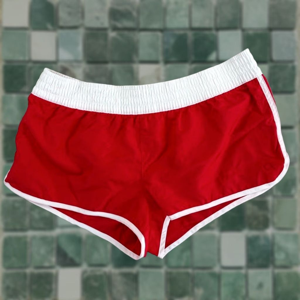 Ocean Pacific VINTAGE OP Ocean Pacific Booty Board Shorts Women M Red 2.0in Inseam Quick Dry Logo Beach 80s 90s Retro Ocean Pacific Womens Shorts Regular Happy Size 32" / US 10 / IT 46 - 1 Thumbnail