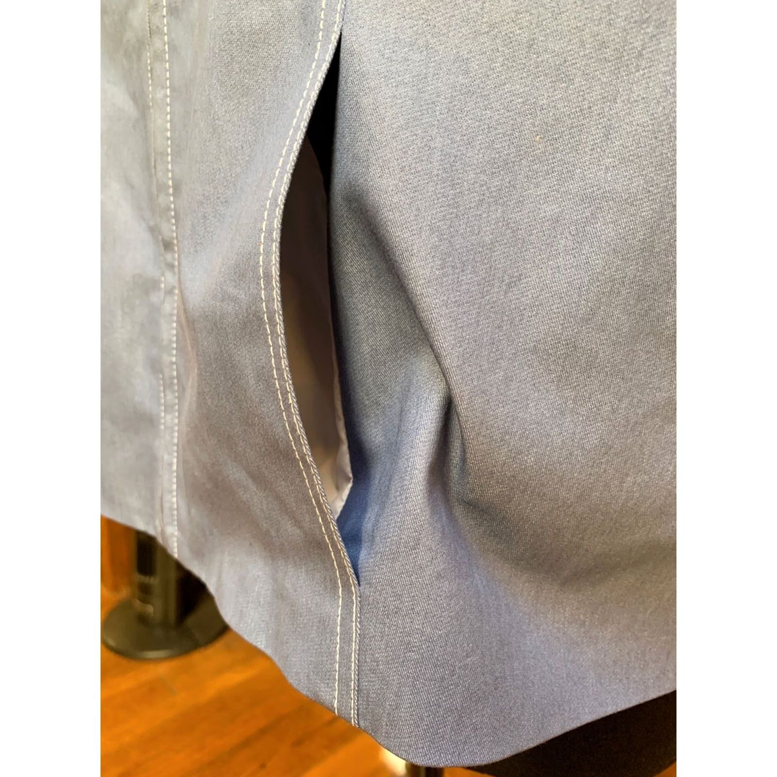 Vintage Doncaster Collection Womens Full Zip Cropped Jacket Mock Neck Short Sleeve Blue Size 6 Size 28" / US 6 / IT 42 - 4 Thumbnail