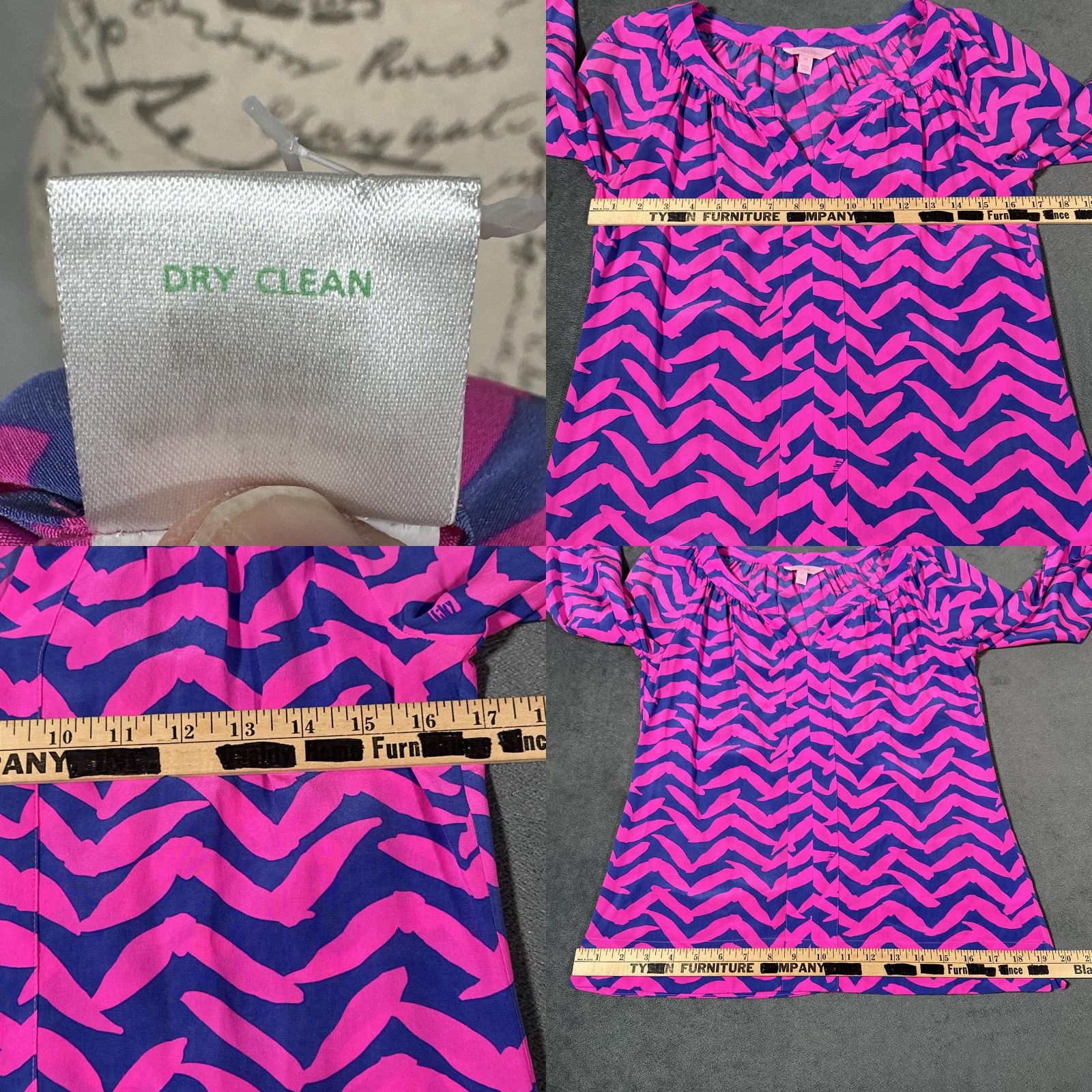 Lilly Pulitzer Lilly Pulitzer Shirt Womens XS Silk V-Neck 3/4 Sleeve Chevron Geometric Tunic Blouse Pink Purple Womens Size XS / US 0-2 / IT 36-38 - 8 Thumbnail
