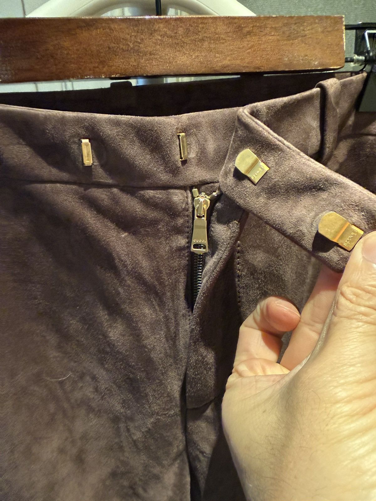 Gucci tailored suede pants with shearling trim size48 Size US 32 / EU 48 - 4 Thumbnail