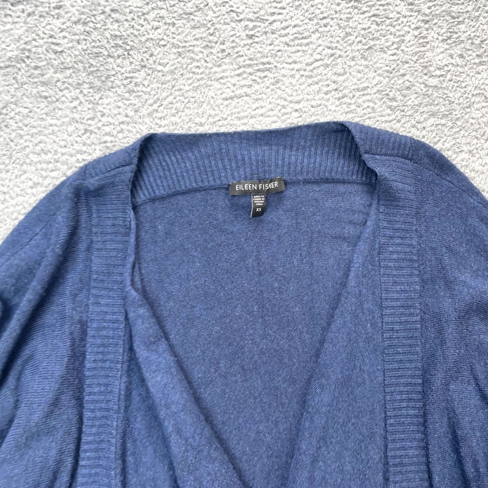 Eileen Fisher Eileen Fisher Womens XS Blue Merino Rib Cardigan Sweater Open Front Size XS / US 0-2 / IT 36-38 - 6 Thumbnail