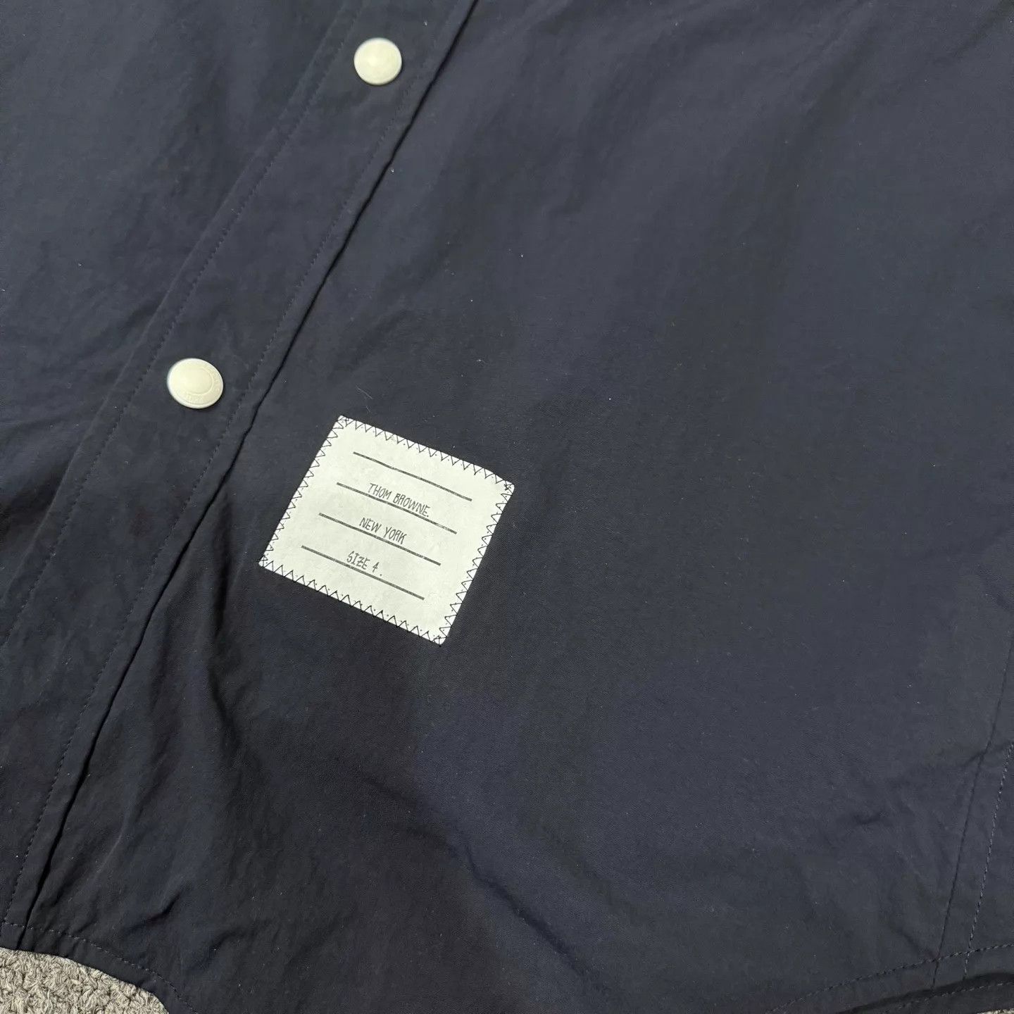 Thom Browne TB Navy Blue Double Logo Cuff Long Sleeve Shirt 4 99 New Size US XL / EU 56 / 4 - 3 Thumbnail