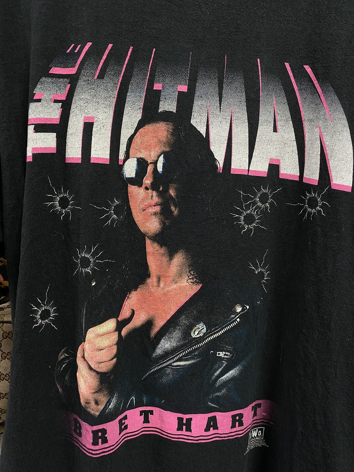 Vintage Vintage 1998 NWO Bret Hart The Hitman Tee Shirt XLarge Size US XL / EU 56 / 4 - 6 Thumbnail