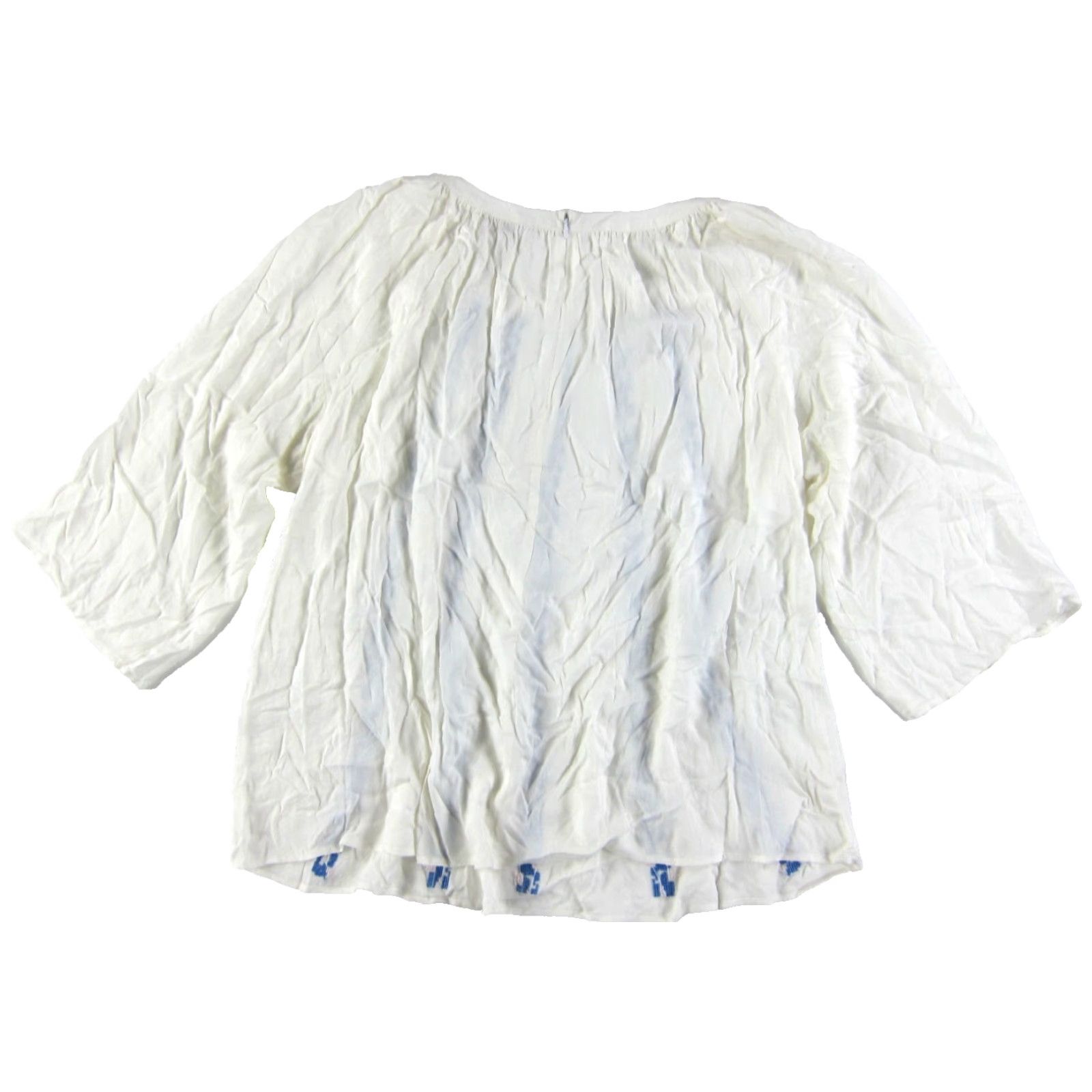 Vintage Appraisal Blouse 3/4 Sleeve Tunic Peasant Beaded Rayon White Medium Women Size M / US 6-8 / IT 42-44 - 2 Thumbnail