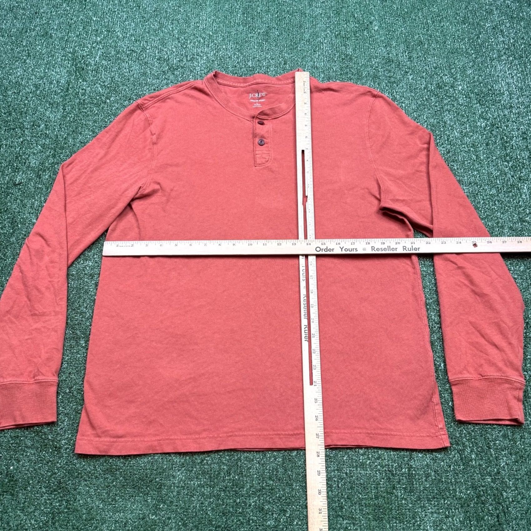 J.Crew VINTAGE J.CREW Shirt Mens L Orange Henley Long Sleeve Jersey Relaxed Fit Size US L / EU 52-54 / 3 - 3 Thumbnail