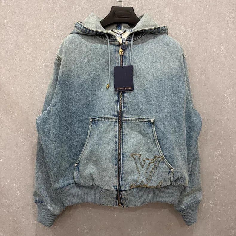 Louis Vuitton Pocket letter logo hooded denim jacket