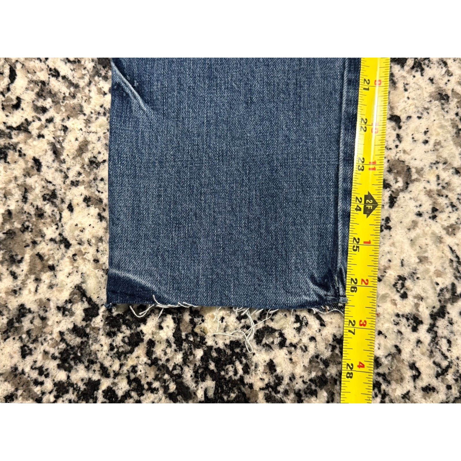 Free People We The Free Slim Boyfriend Distressed Raw Hem Jeans 27 Blue 100% Cotton Womens Regular Jeans 26.5 Inseam Size 27" / US 4 / IT 40 - 5 Thumbnail