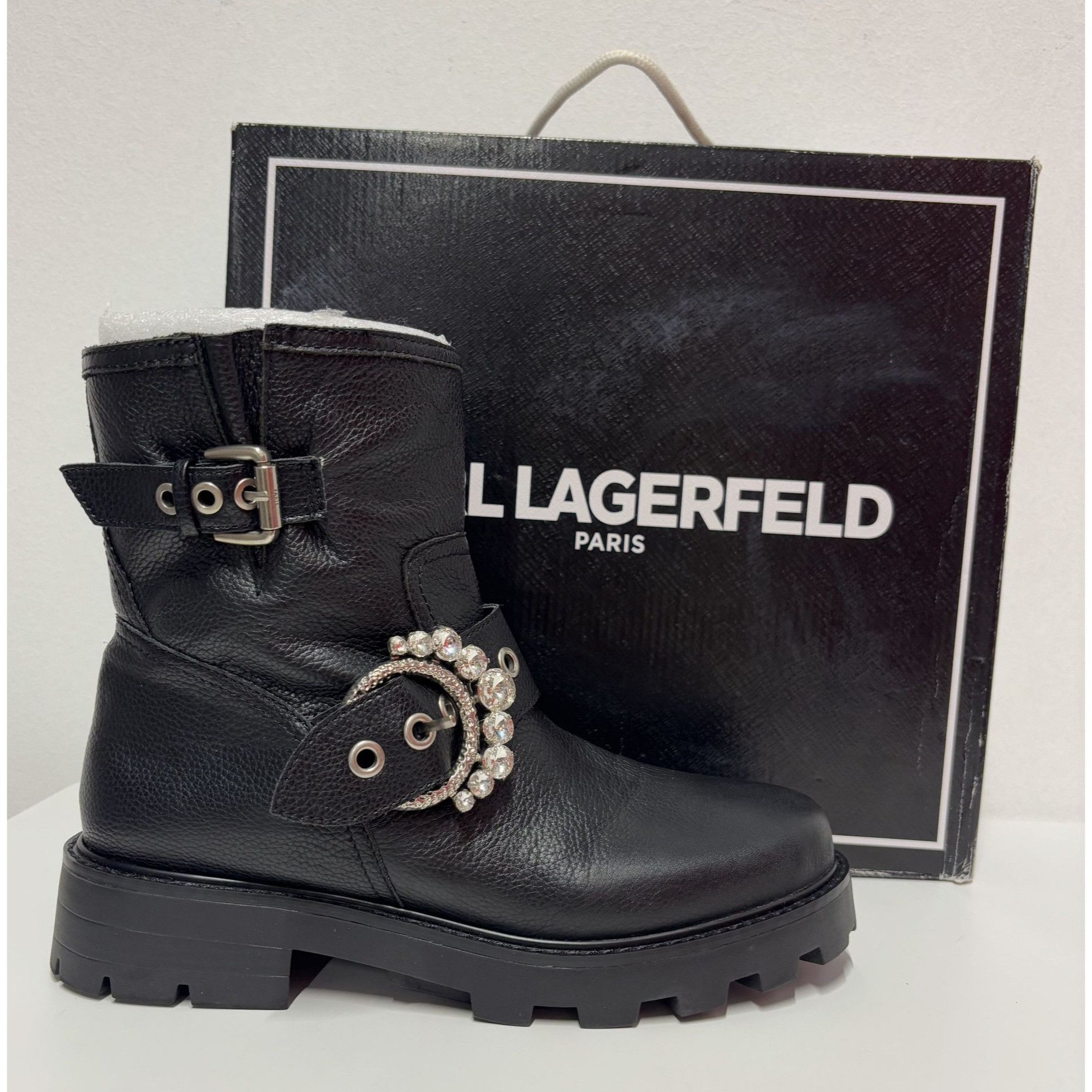 Karl Lagerfeld KARL LAGERFELD / Marceau / Black / Lug-Sole / Combat Boot / Size US 9 / IT 39 - 6 Thumbnail