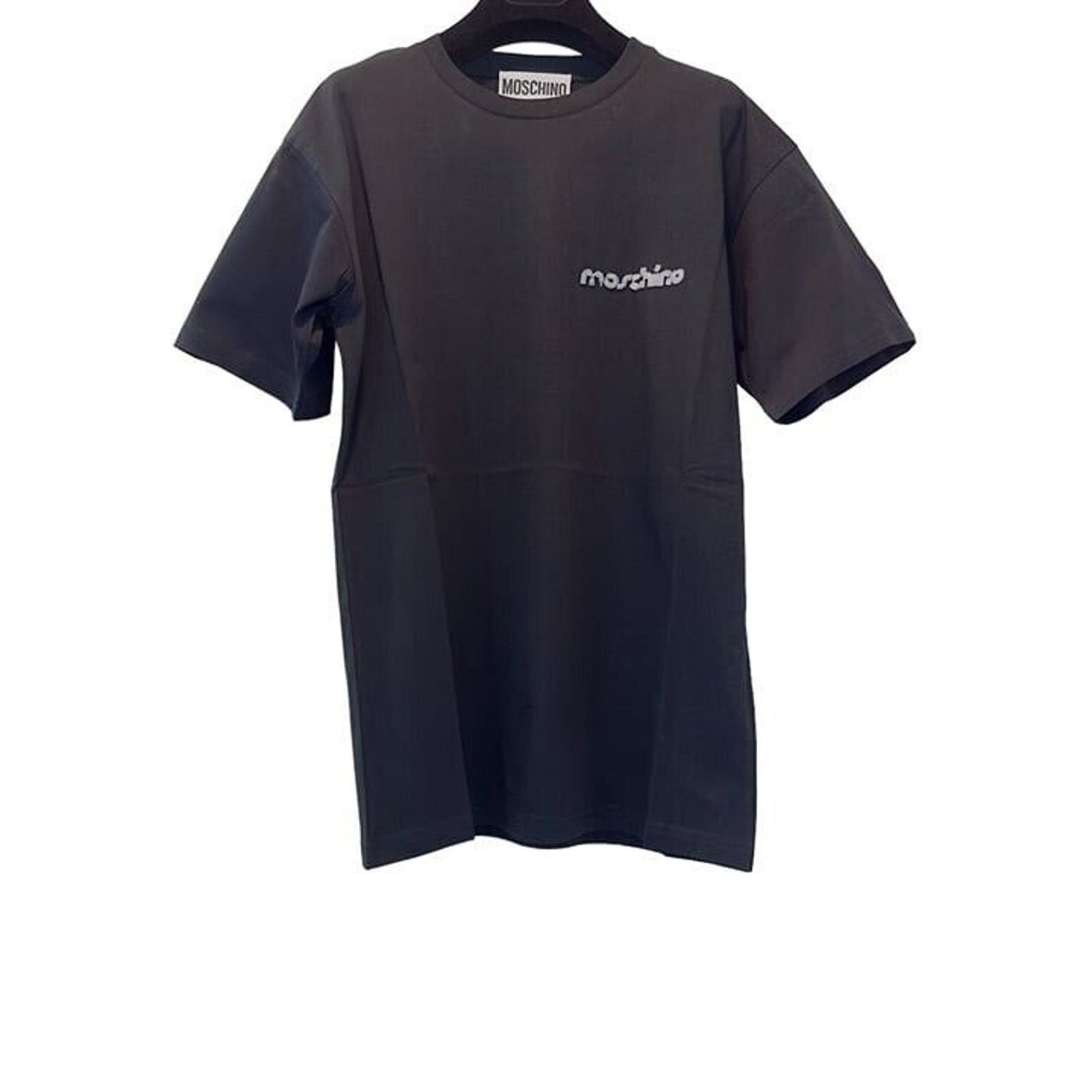 Moschino Moschino White Logo Black T Shirt Size US L / EU 52-54 / 3 - 1 Thumbnail