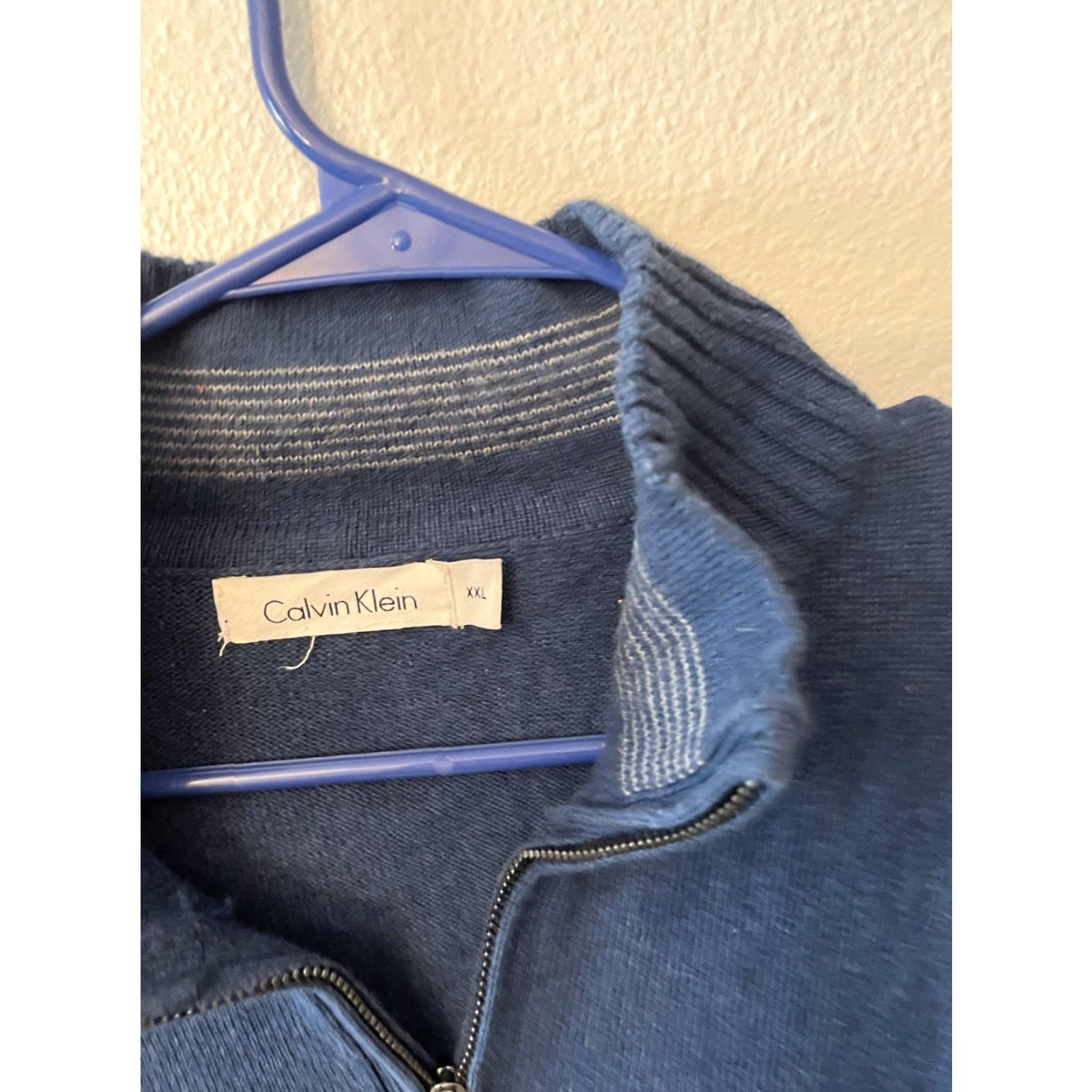 Calvin Klein Calvin Klein Mens Sweater 1/4 Zip Mock Neck 2XL Blue Shirt Pullover Size US XXL / EU 58 / 5 - 3 Thumbnail
