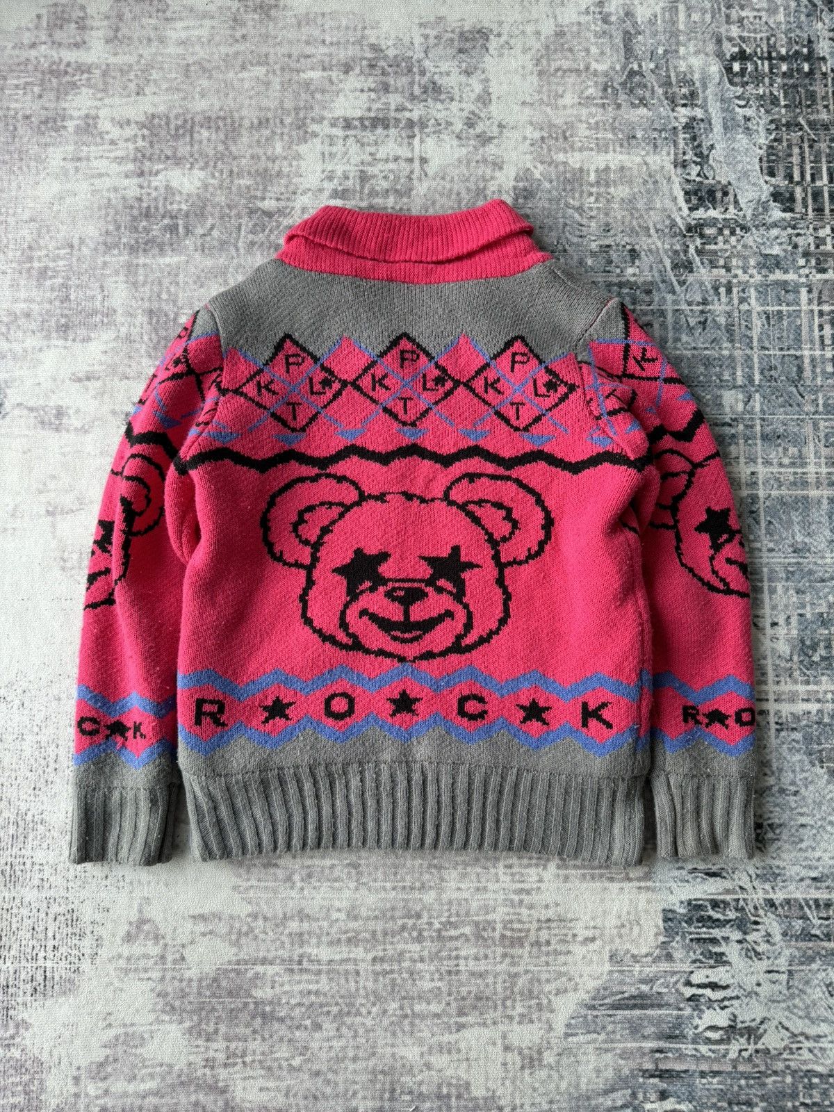 Japanese Brand Vintage Rockin Bear Knit Zipper Jacket / Hysteric Size US XS / EU 42 / 0 - 5 Thumbnail