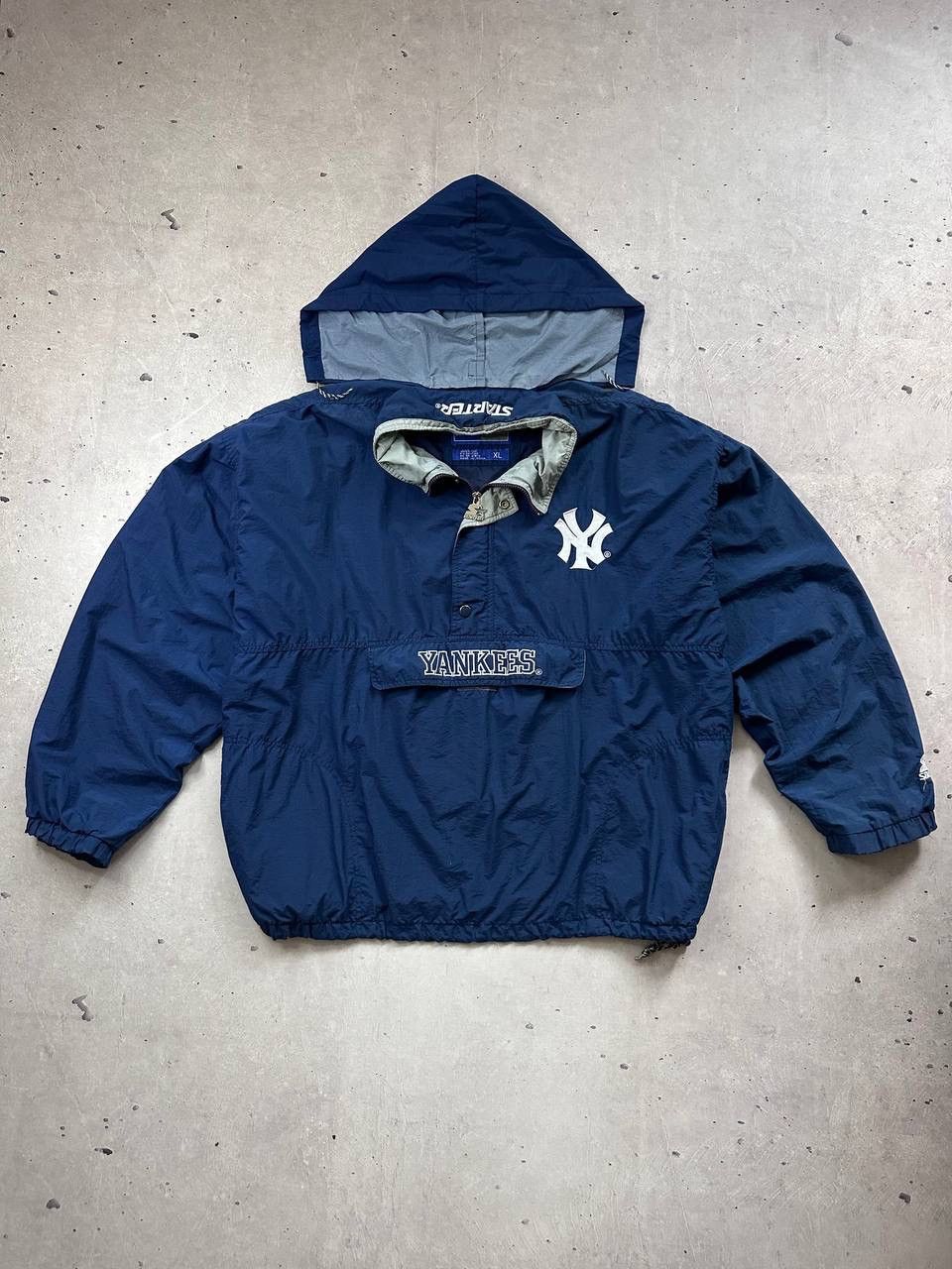 激レア 美品 STARTER MLB Yankees Fooded Jacket Vintage New York Yankees MLB Starter Men's 2XL Jacket Yellow