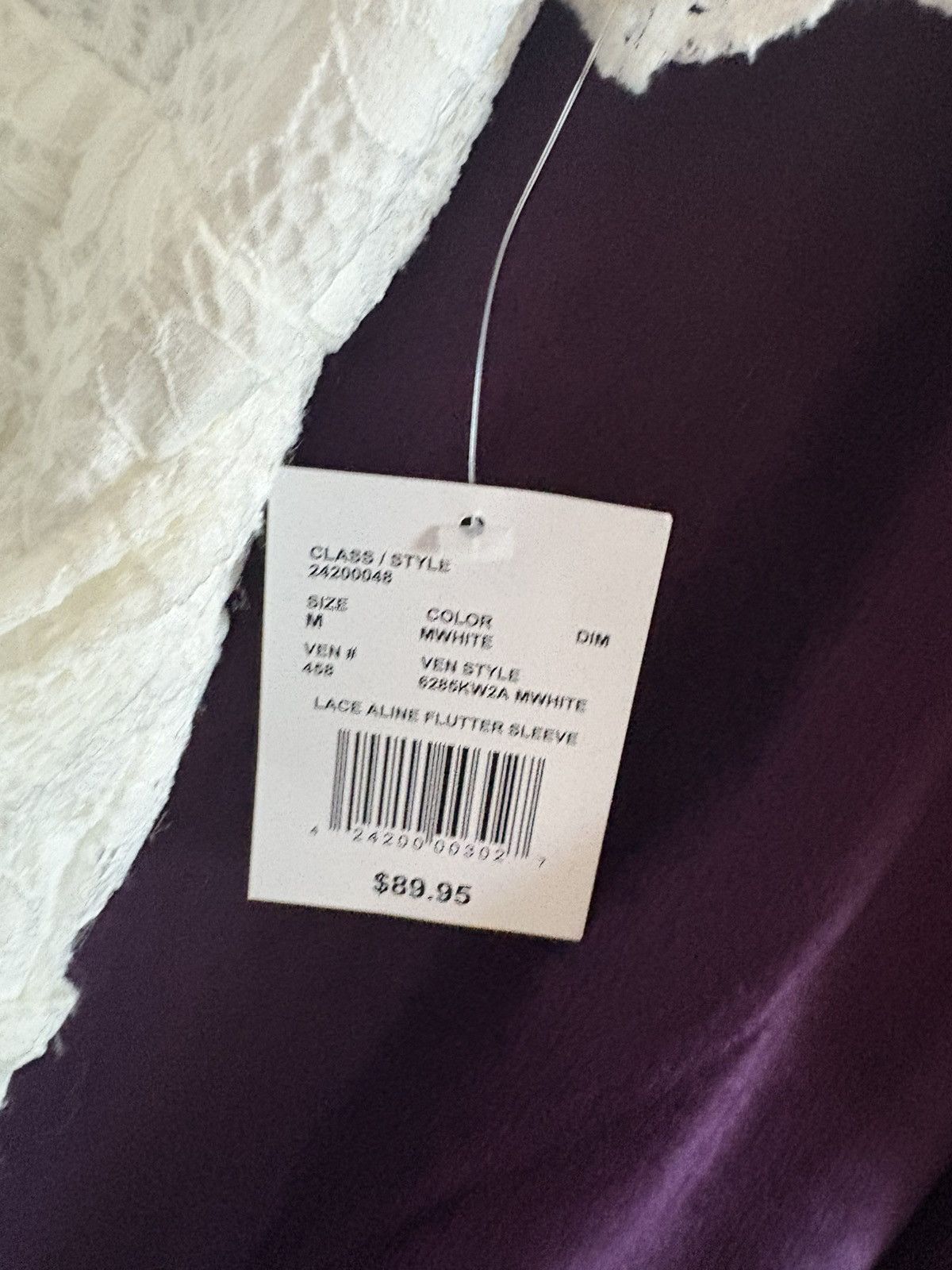 Nordstrom Davids Bridal WHITE LACE ALINE FLUTTET SLEEVE Size M / US 6-8 / IT 42-44 - 3 Thumbnail