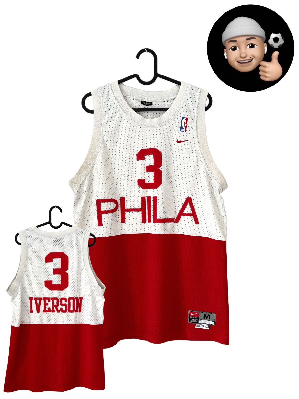 NBA × Nike × Vintage Philadelphia Sixers Iverson Nike Vintage Basketball Jersey Size US M / EU 48-50 / 2 - 1 Thumbnail