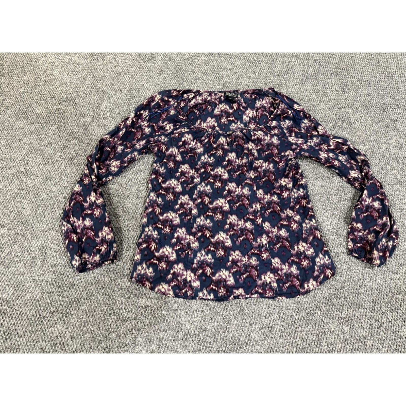 Lucky Brand Lucky Brand Shirt Womens S Blue Geometric Off Shoulder Long Sleeve Boho Top Size S / US 4 / IT 40 - 2 Thumbnail
