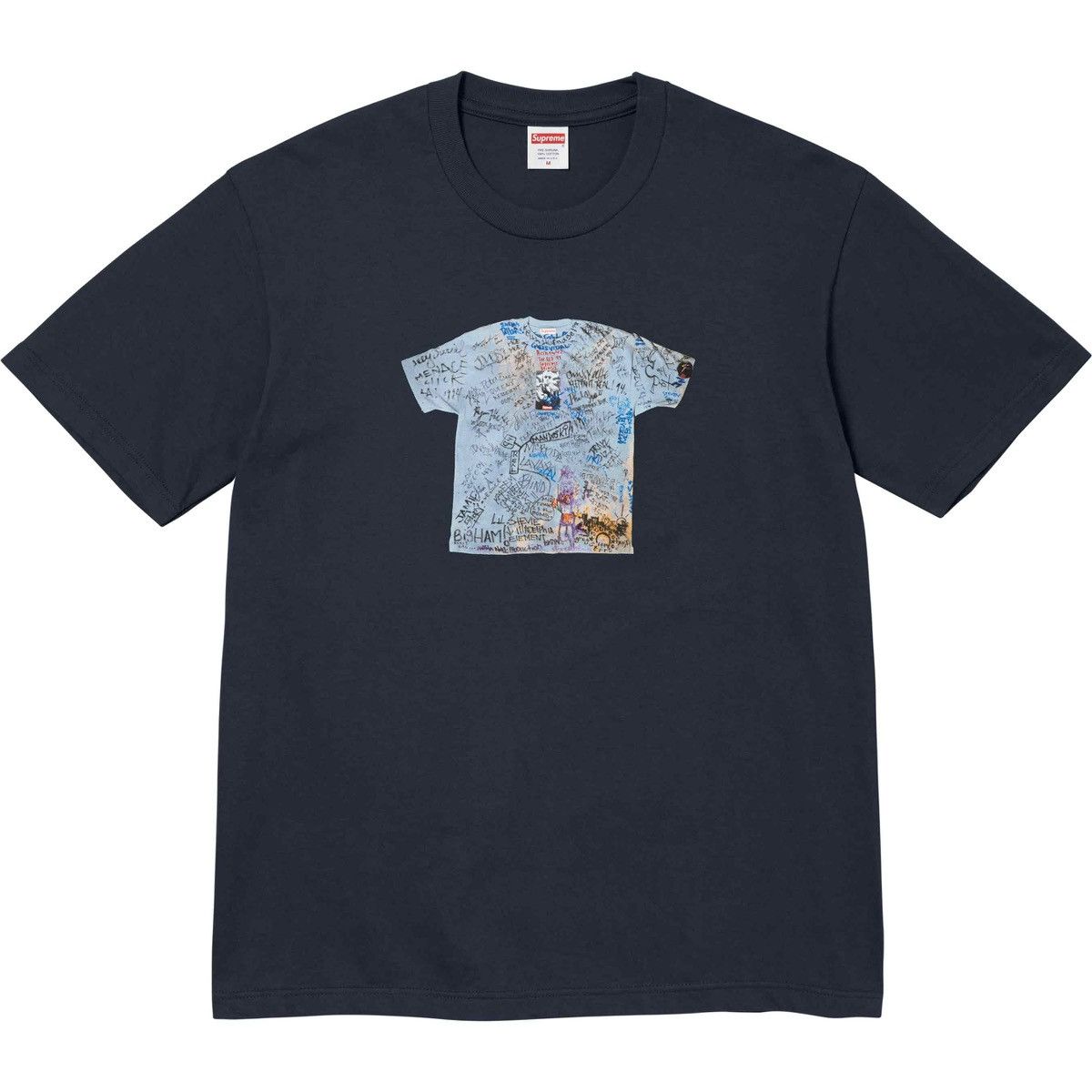 Image of Supreme First Tee Navy 40Th Anniversary T-Shirt Ss24 Size Xl, Men's