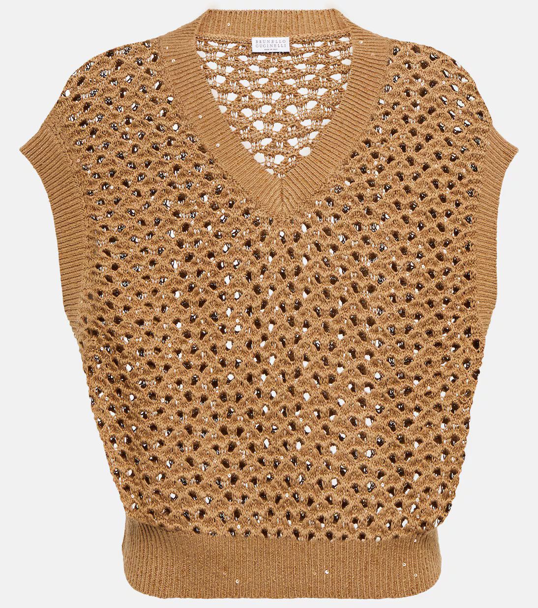 Brunello Cucinelli o1y0825 V-neck Sweater in Camel Size S / US 4 / IT 40 - 1 Thumbnail
