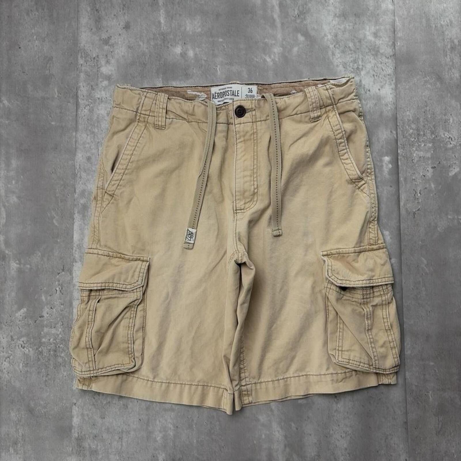Aeropostale Y2K Beige Aeropostale Grunge Baggy Cargo Skater Shorts Size US 36 / EU 52 - 1 Thumbnail