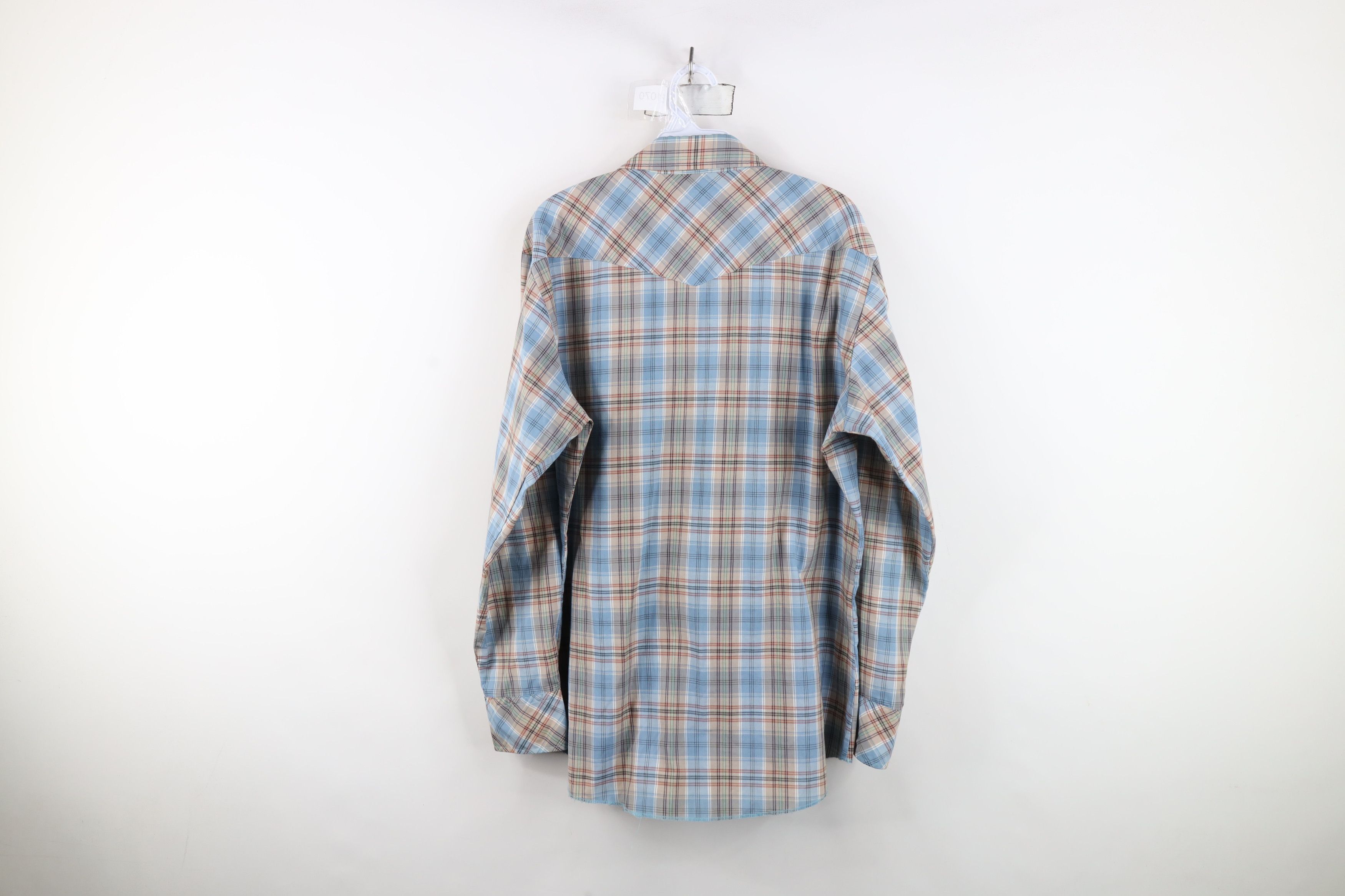 Wrangler Vintage 70s Wrangler Cowboy Snap Button Shirt Rainbow Plaid Size US L / EU 52-54 / 3 - 11 Thumbnail