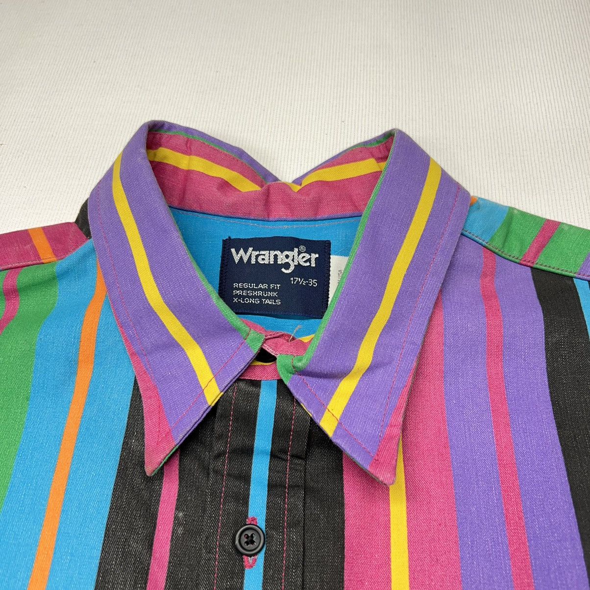 Vintage × Wrangler Wrangler Brushpopper Shirt 17.5 35 Pink Stripe Western Rodeo Size US XL / EU 56 / 4 - 4 Thumbnail