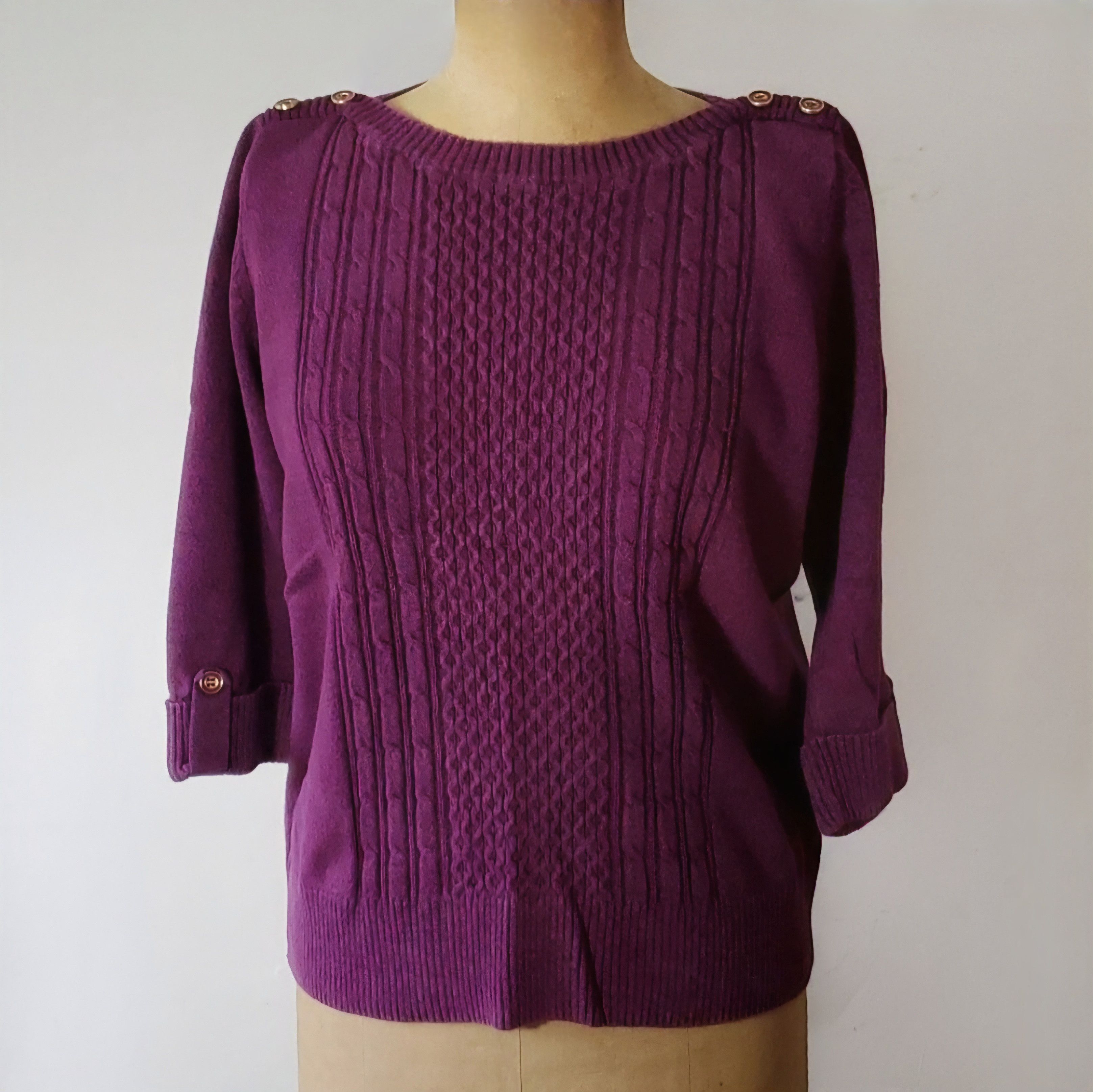 Other Karen Scott Size L Sweater Purple Pink Fushia Cording Enamel Size L / US 10 / IT 46 - 1 Thumbnail