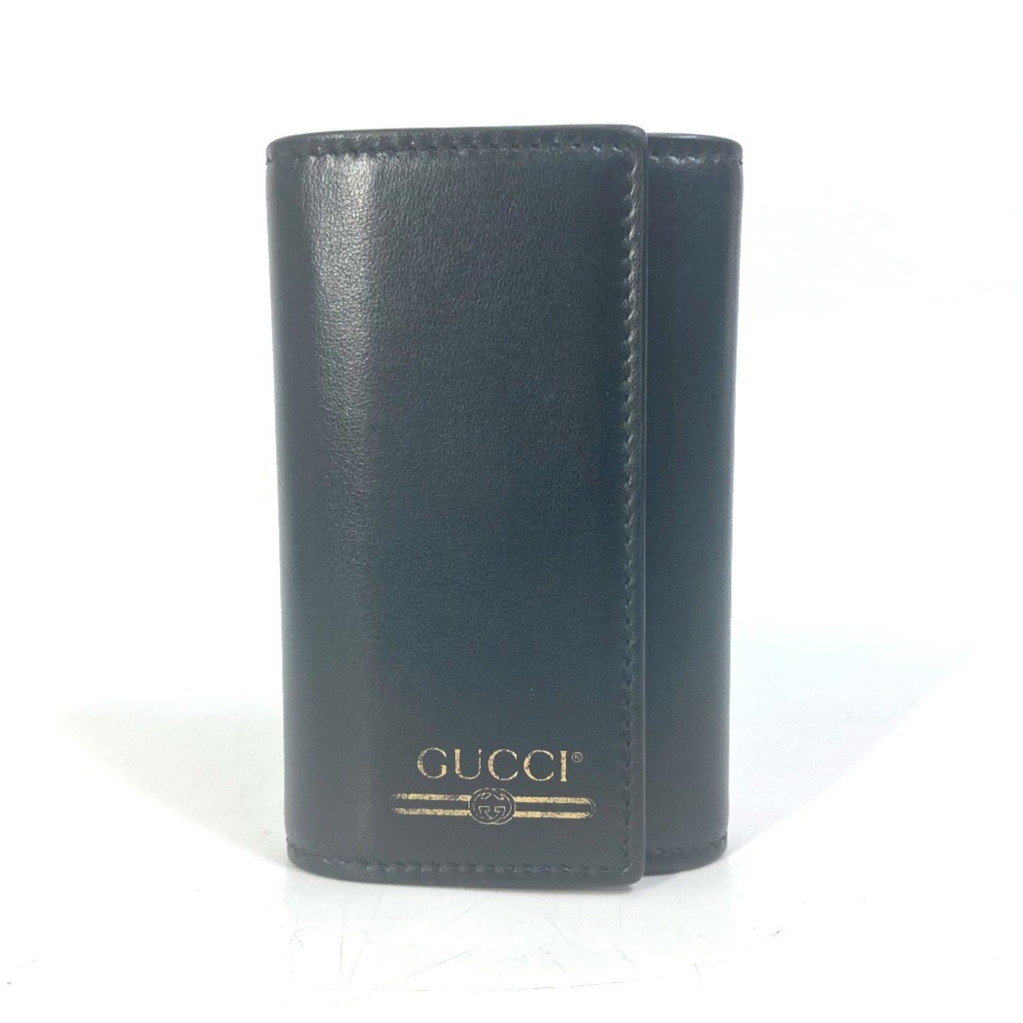 Gucci Gucci 547588 logo Key Case Black Gold Size ONE SIZE - 1 Thumbnail
