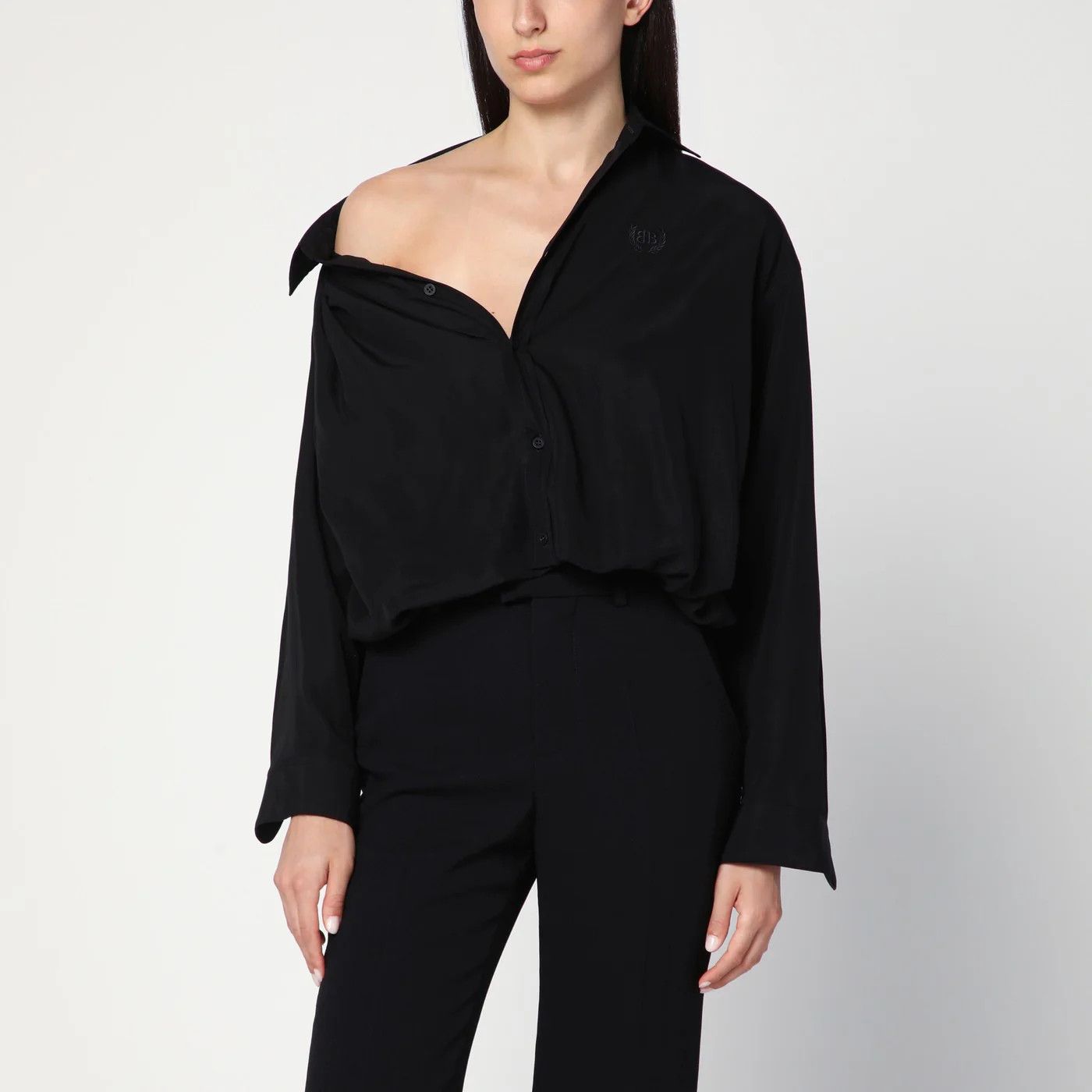 Balenciaga o1d2blof0426 One-shoulder Shirt in Black Size XS / US 0-2 / IT 36-38 - 1 Thumbnail