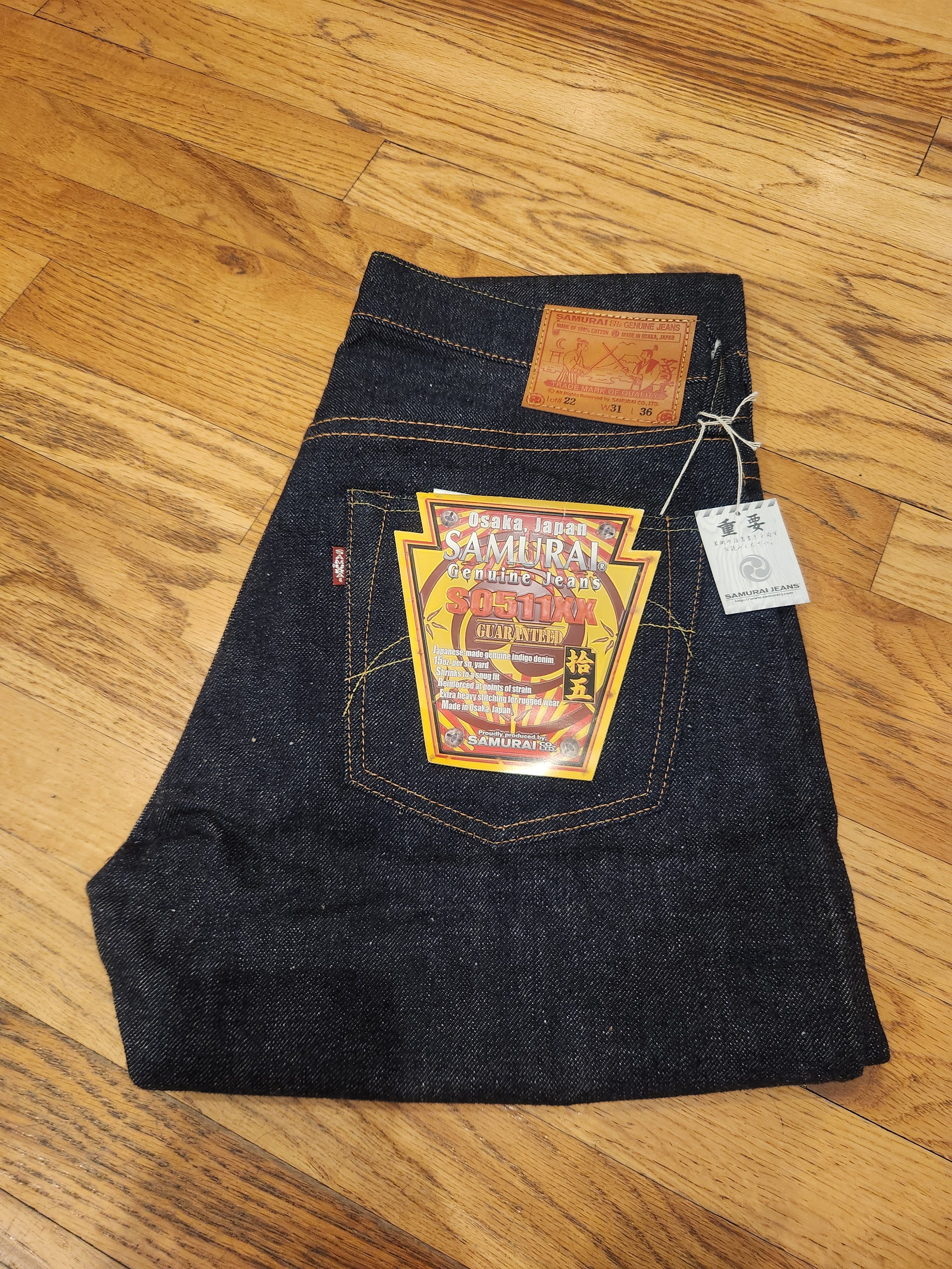 Samurai Jeans Samurai Jeans Selvedge S511XX 15oz Slim Tapered 31x30.5 NWT Size US 31 - 1 Thumbnail