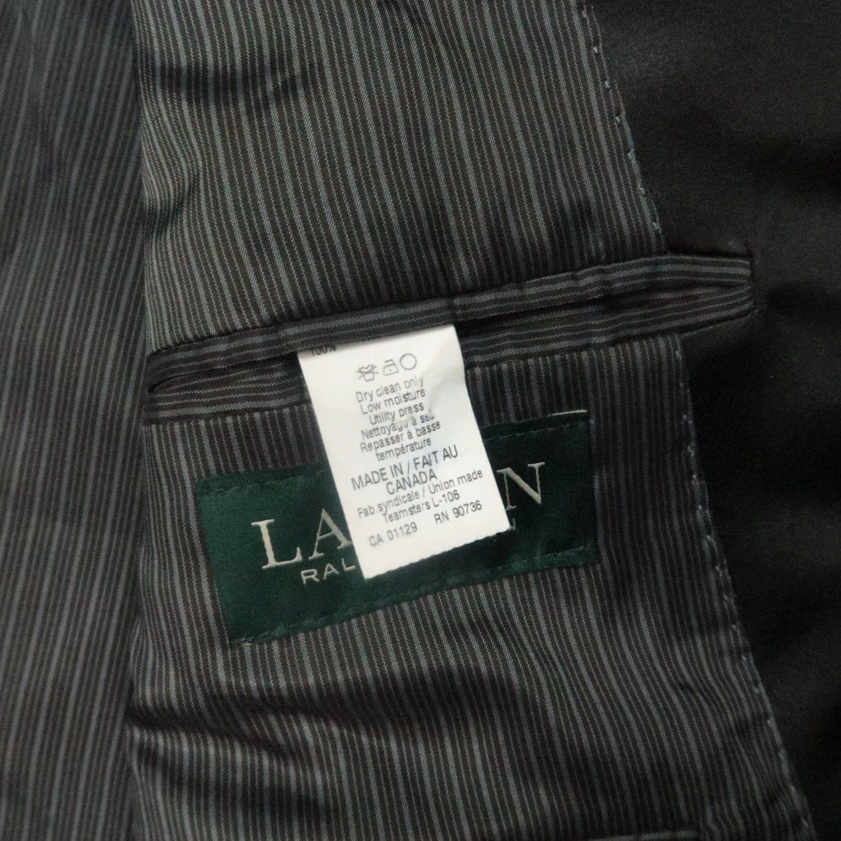 Ralph Lauren Lauren Ralph Lauren Blazer Adult 46R Black Wool Tuxedo Solid Notch Lapel 2-Button Double-Vented Mens Size 46R - 5 Thumbnail
