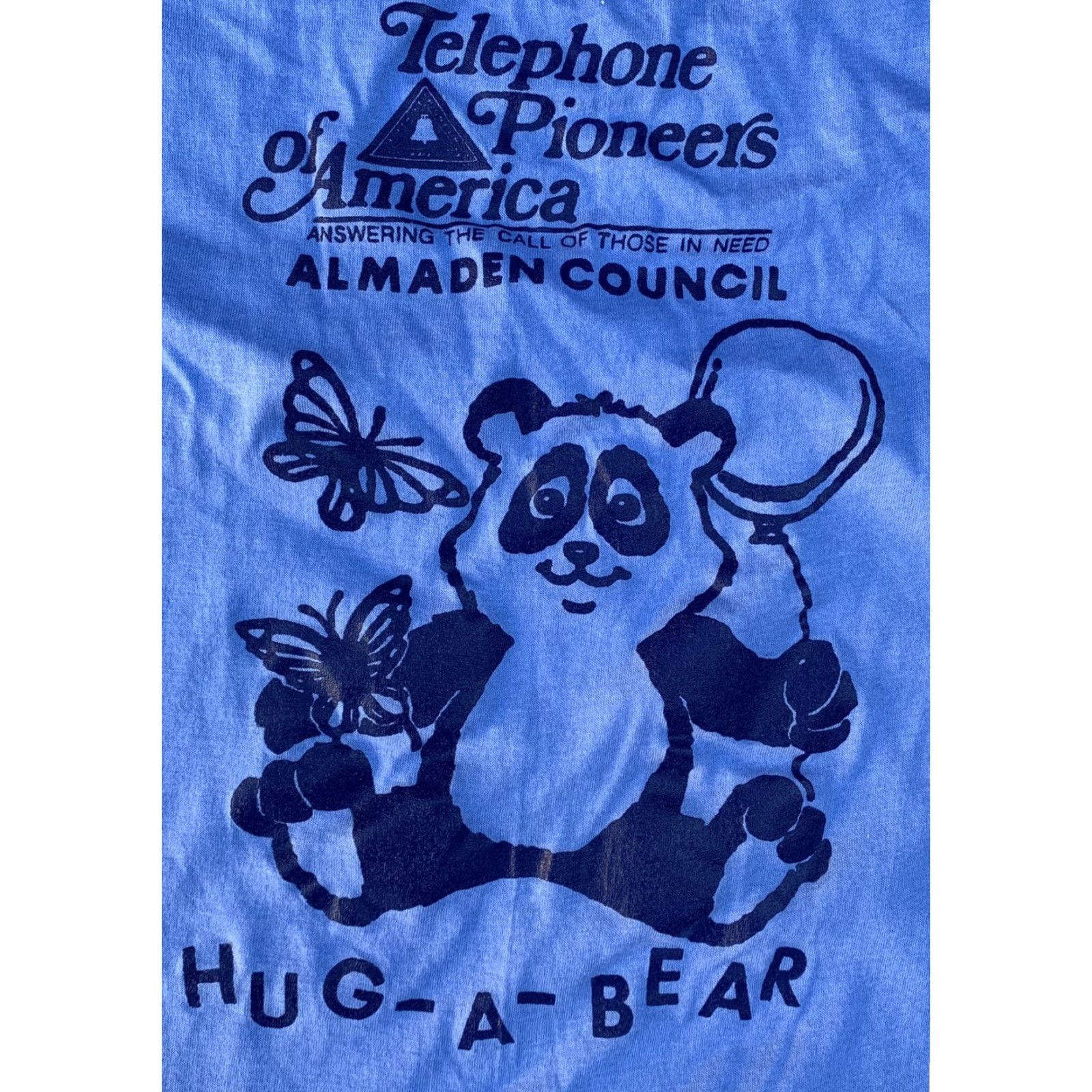 Vintage VINTAGE Screen Stars T-Shirt Men L blue 80s Graphic Print Telephone Pioneers of America Almaden Council HUG A BEAR Size US L / EU 52-54 / 3 - 6 Thumbnail
