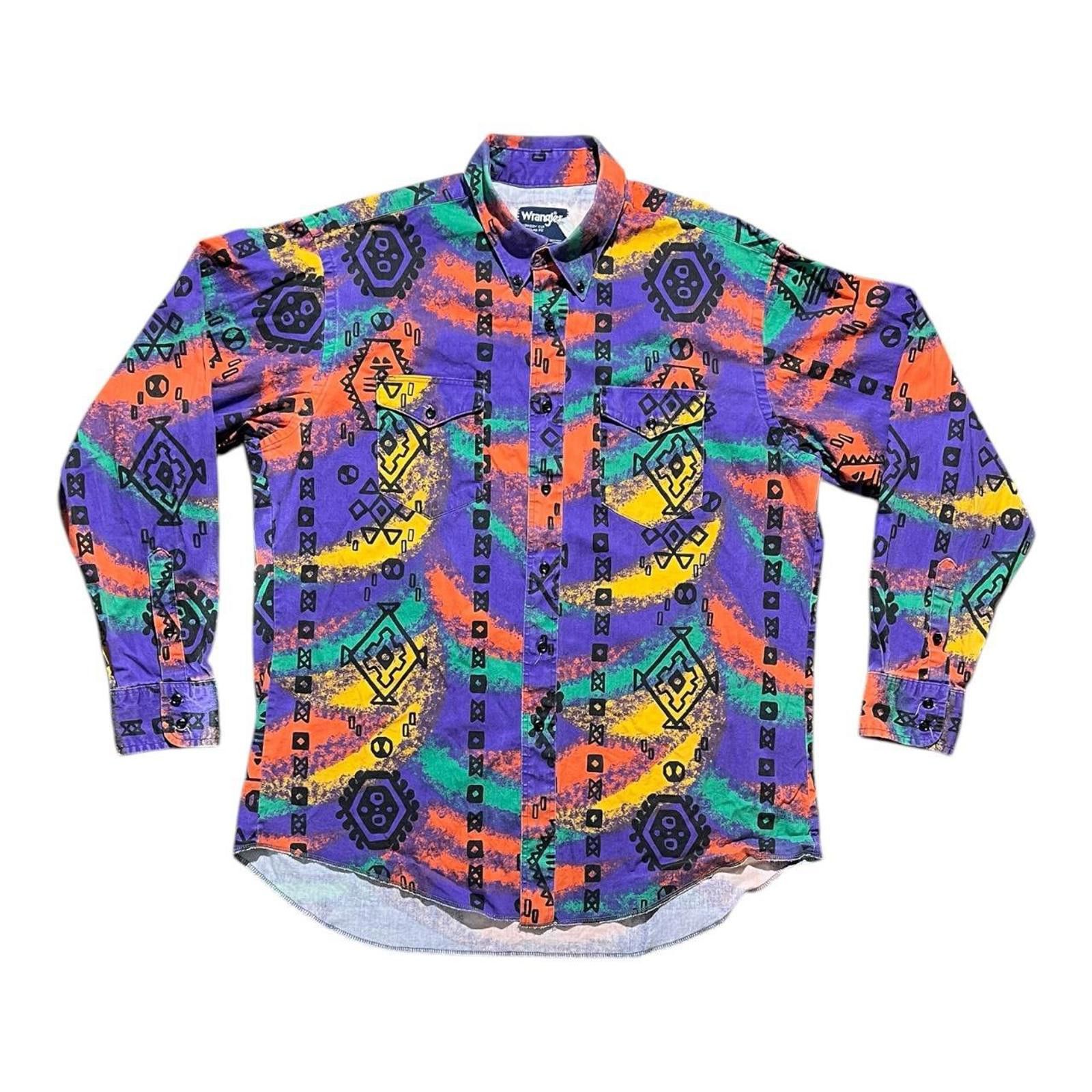 Wrangler Vintage Wrangler South Western Purple Aztec Cowboy Shirt Size US XL / EU 56 / 4 - 1 Thumbnail