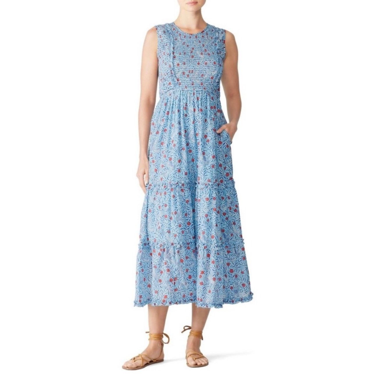 Banjanan banjanan isha blue floral sleeveless midi dress size M Size M / US 6-8 / IT 42-44 - 6 Thumbnail