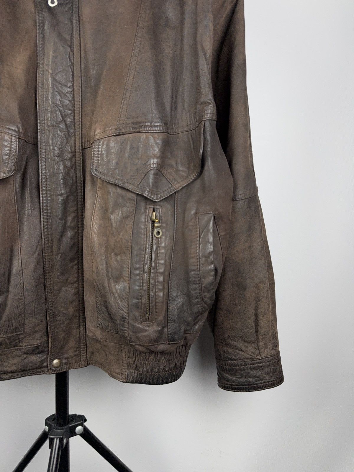 Leather Vintage Genuine Leather MOTO Bomber Jacket Rock Punk Rick Size US L / EU 52-54 / 3 - 4 Thumbnail