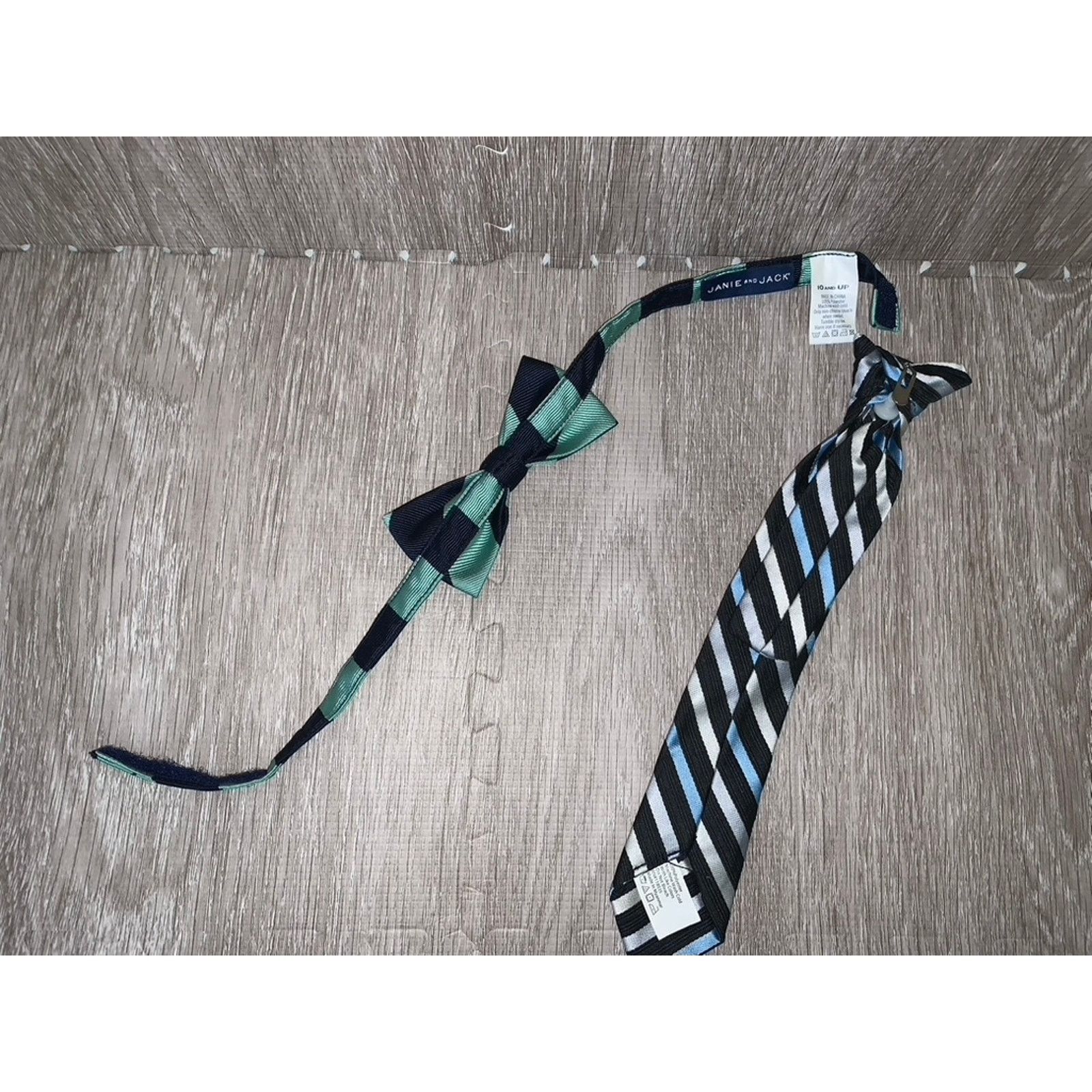 The Unbranded Brand Boys Multicolor Striped Bow Tie & Neck Tie Set Formal Size ONE SIZE - 4 Thumbnail