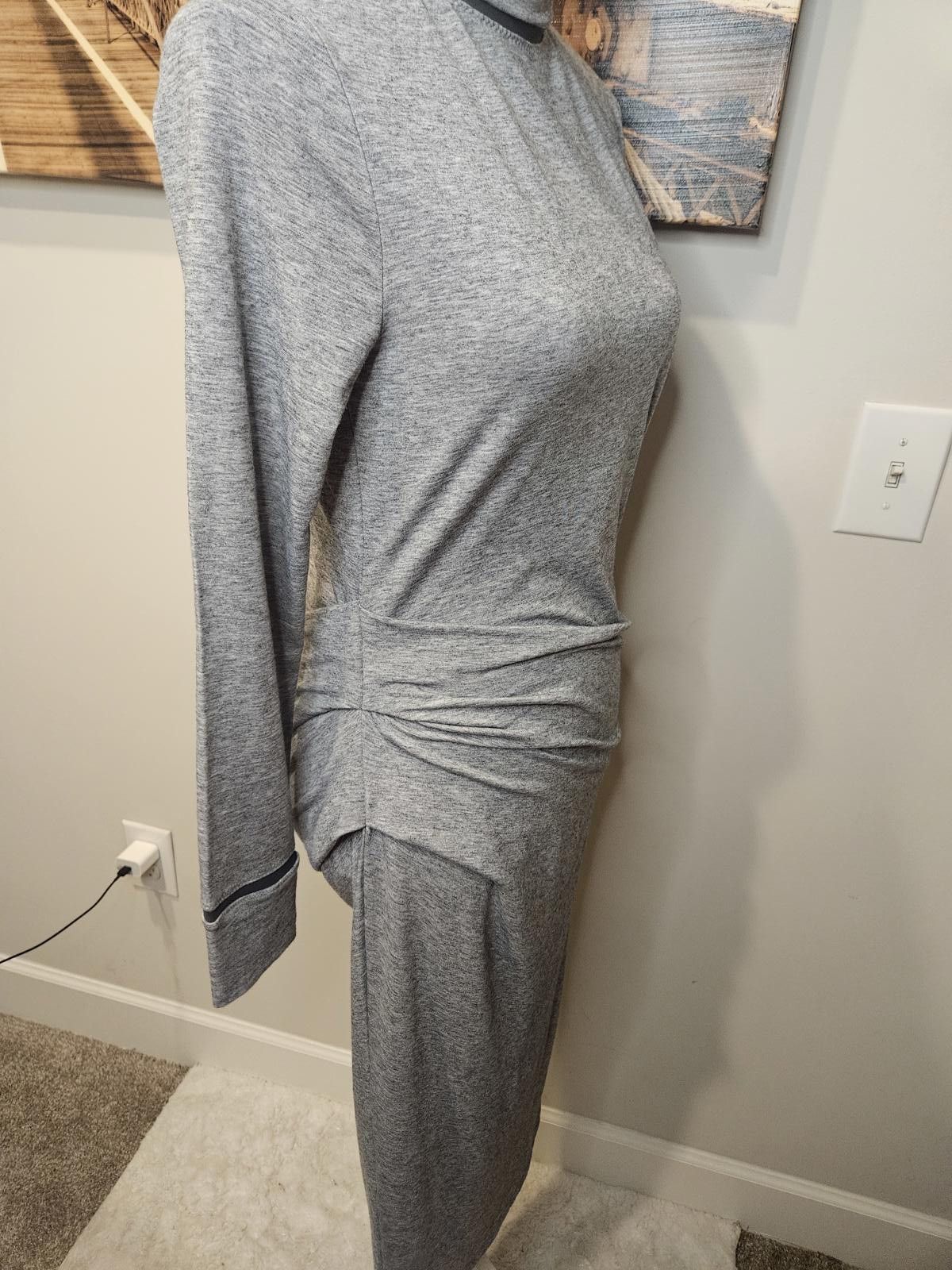 Designer Athleta Industry Turtleneck Heather Gray Midi Dress #270 Size ONE SIZE - 5 Thumbnail