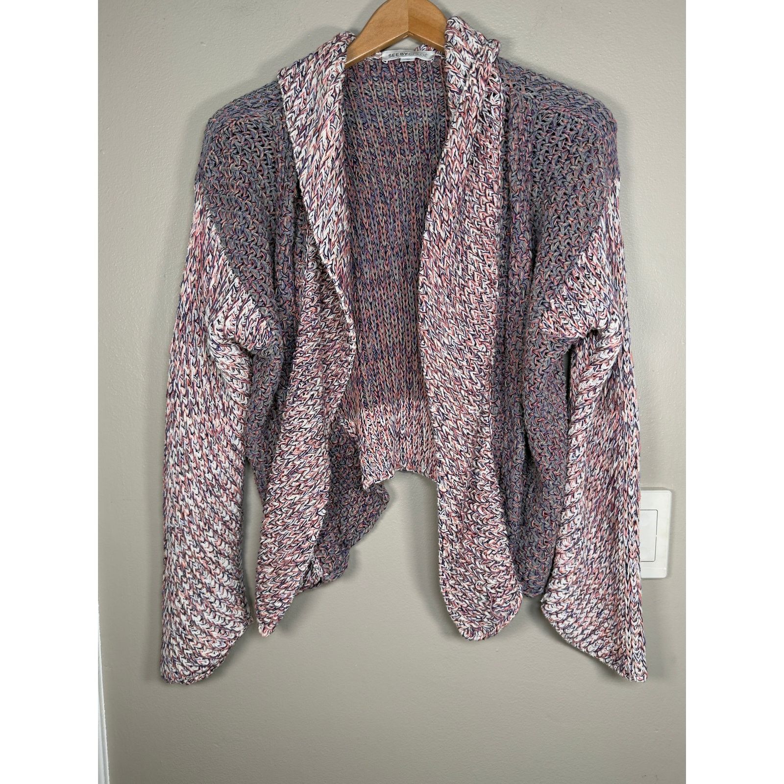 See by Chloe See by Chloe two tone melange crochet drape cardigan size 10 Size L / US 10 / IT 46 - 1 Thumbnail
