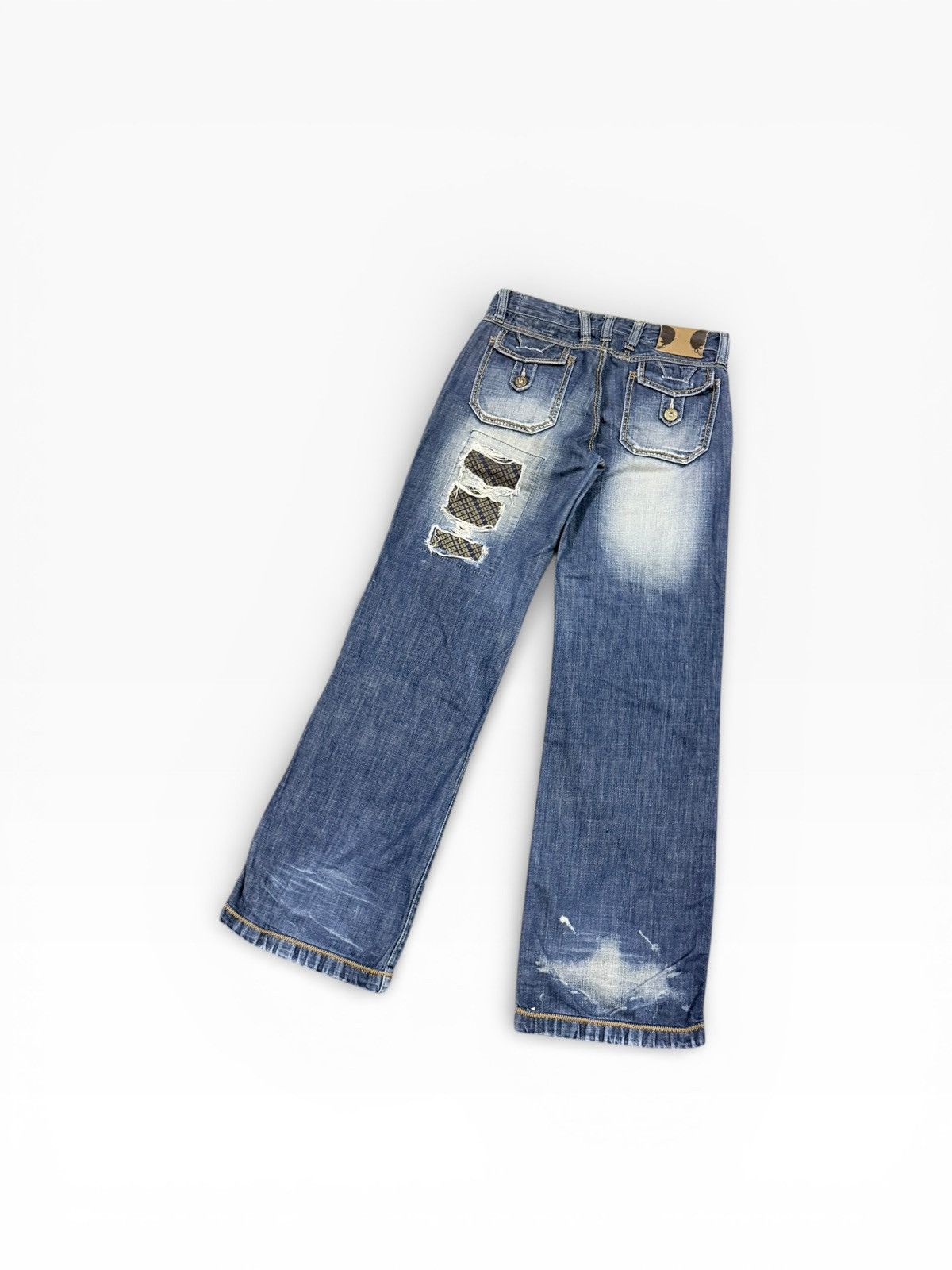 Le Grande Bleu (L.G.B.) LB-03 Flare Patchwork Drawsting Denim Pants Size US 31 - 15 Thumbnail