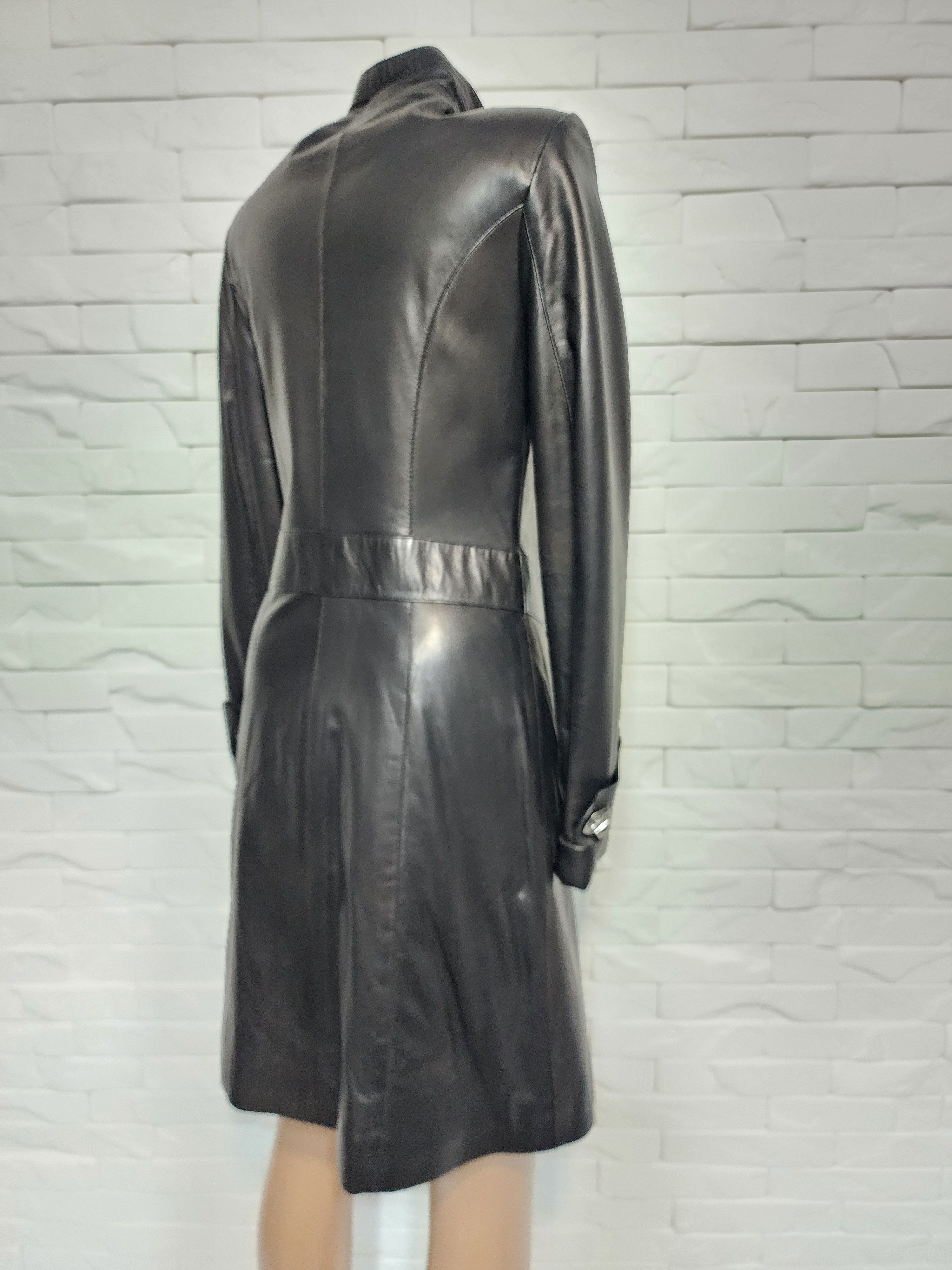 Genuine Leather Black Genuine Leather Jacket: Long Stylish Women's Coat Size S / US 4 / IT 40 - 7 Thumbnail