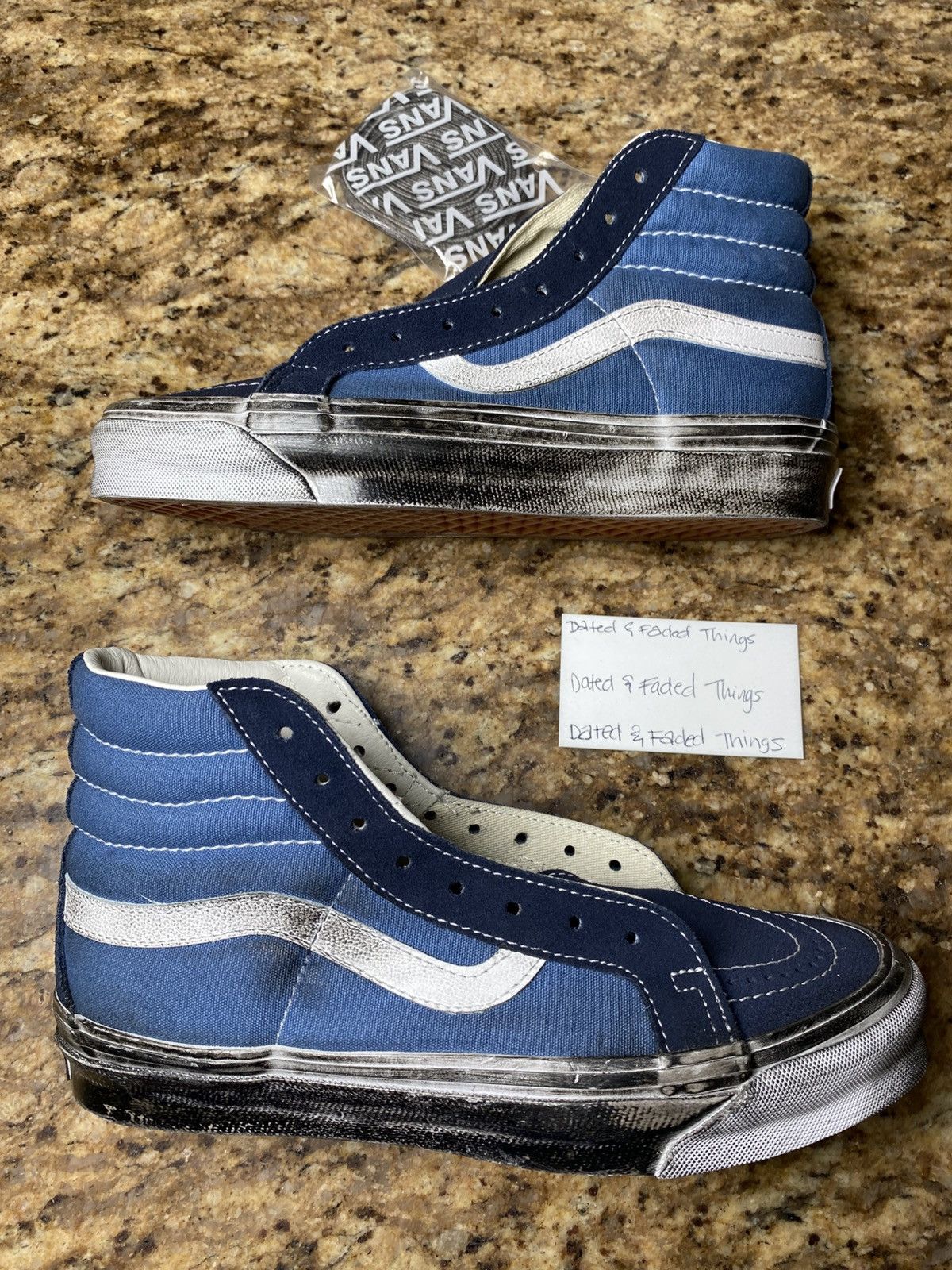 Men’s Size 6 Vans Vault UA OG Sk8-Hi LX Stressed Navy