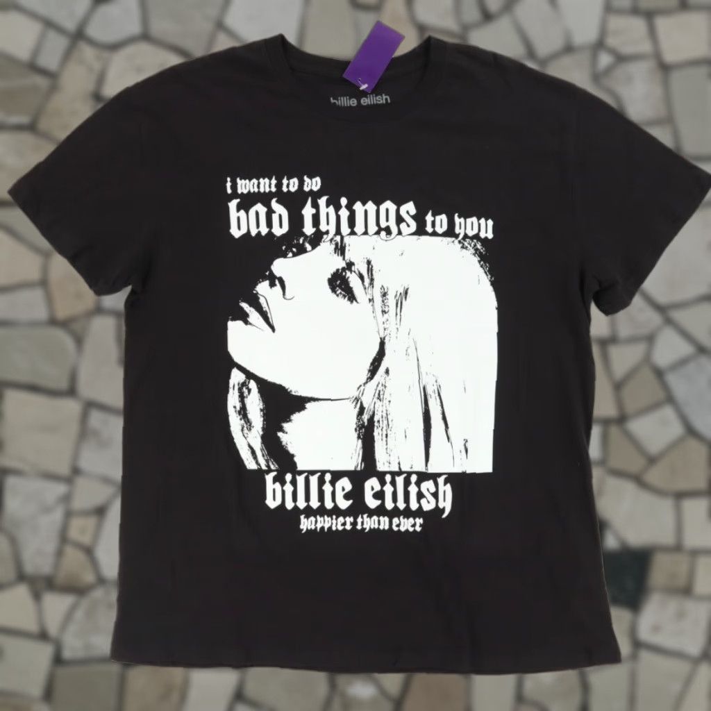Vintage Billie Eilish Shirt Unisex 2XL Black Happier than Ever Solid T-Shirt Mens Ladies Boys Girls Size US XXL / EU 58 / 5 - 1 Thumbnail