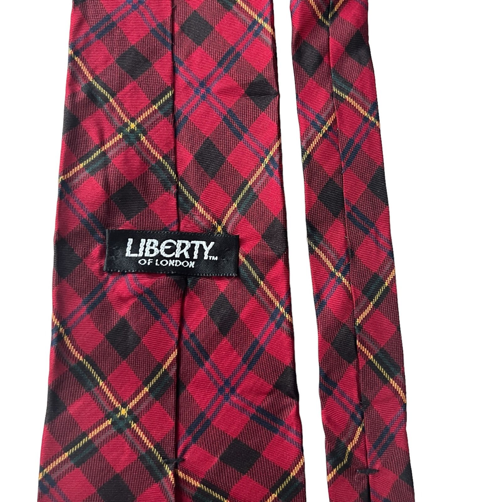 Liberty London Liberty of London Red Plaid Tartan Necktie Silk Men's Tie Size ONE SIZE - 6 Thumbnail