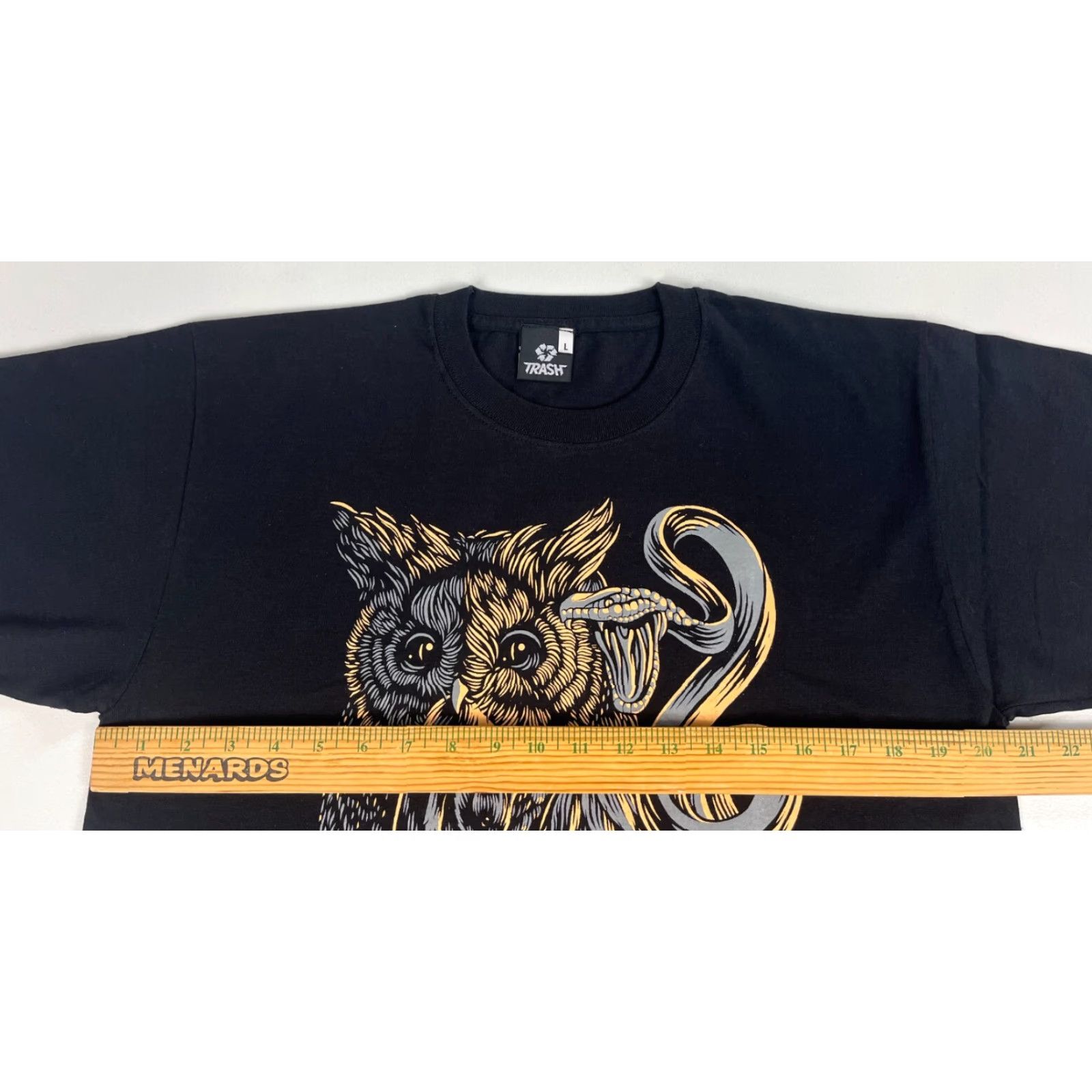 Vintage Trash Skate Men's T-Shirt Owl Graphic Short Sleeve Crew Neck L Black 100% Recycled Size L Streetwear Skateboard Art Mens Size US L / EU 52-54 / 3 - 8 Thumbnail