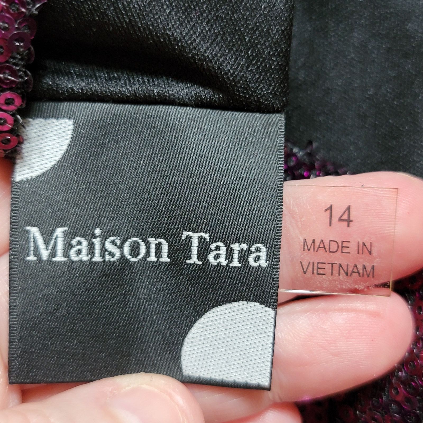 Other Maison Tara Pink & Tan Sequin LS Party Dress - Size 14 Size XL / US 12-14 / IT 48-50 - 7 Thumbnail
