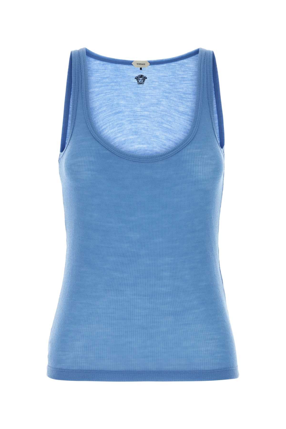 Versace Cerulean Blue Wool Tank Top Size XS / US 0-2 / IT 36-38 - 1 Thumbnail