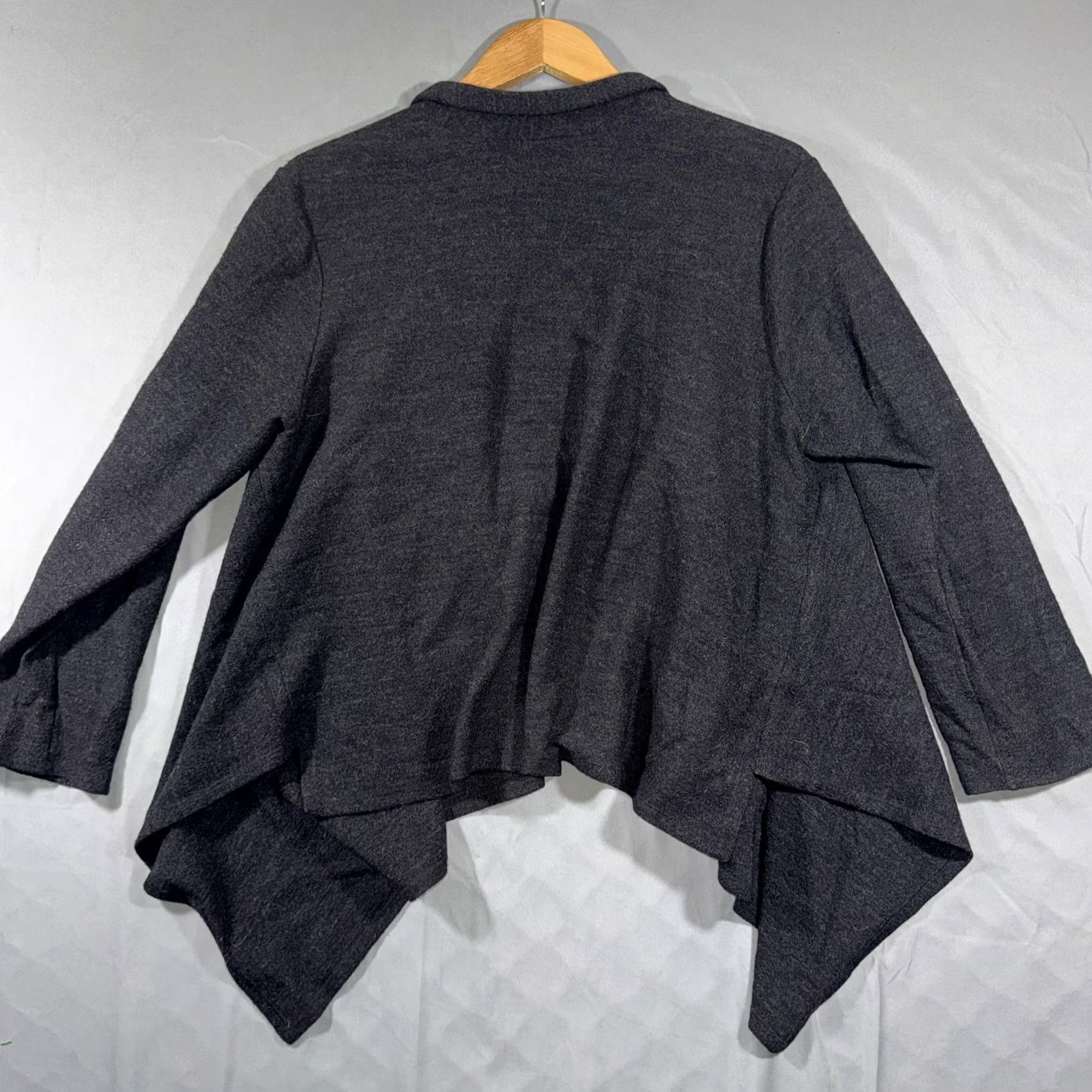 Eileen Fisher Eileen Fisher Cardigan Sweater Womens Medium Gray 100% Wool Open Drape Front Size M / US 6-8 / IT 42-44 - 2 Thumbnail