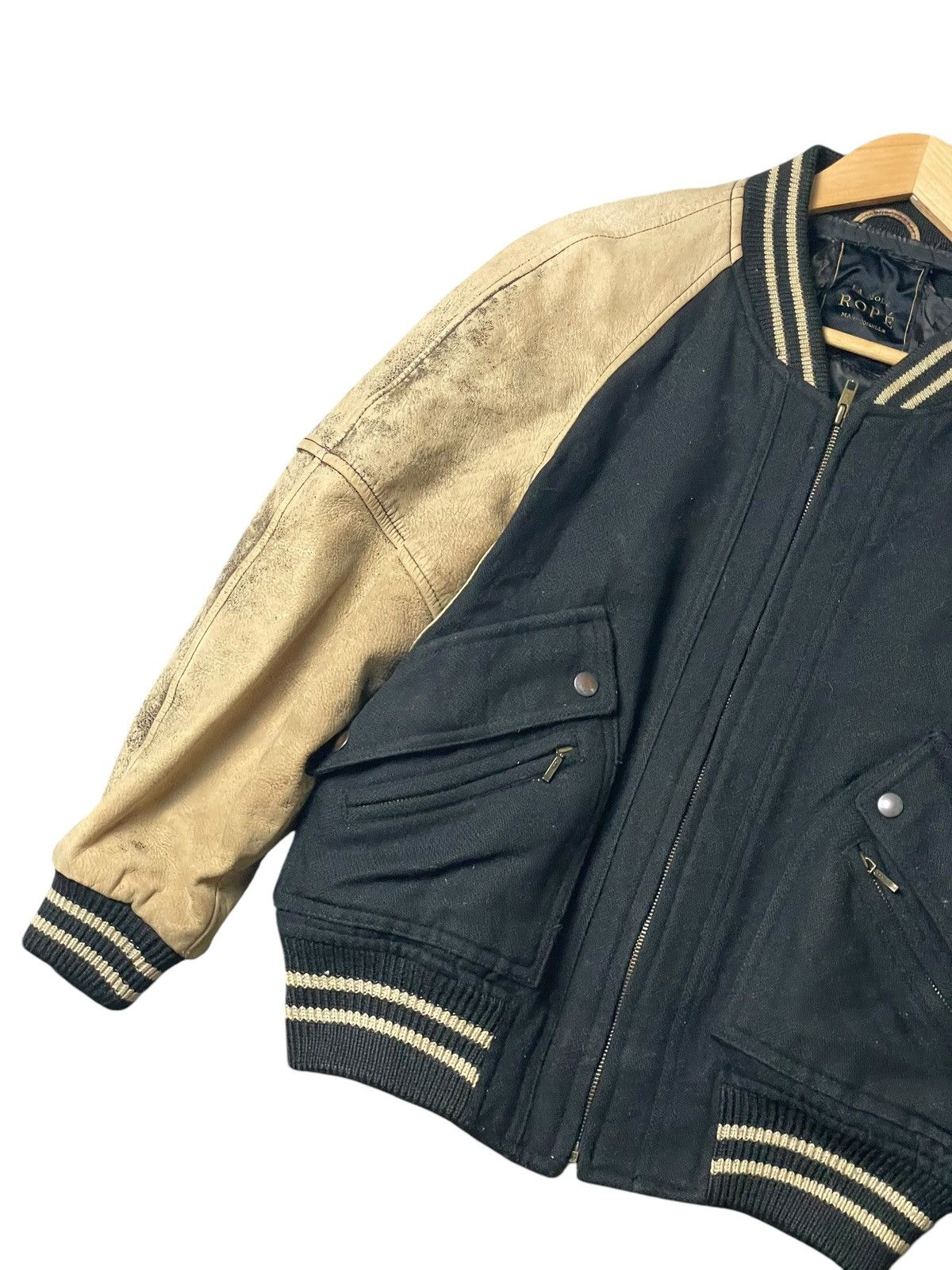 Japanese Brand × Vintage La Mode ROPÉ Leather Varsity Jacket (98) Size US XS / EU 42 / 0 - 4 Thumbnail