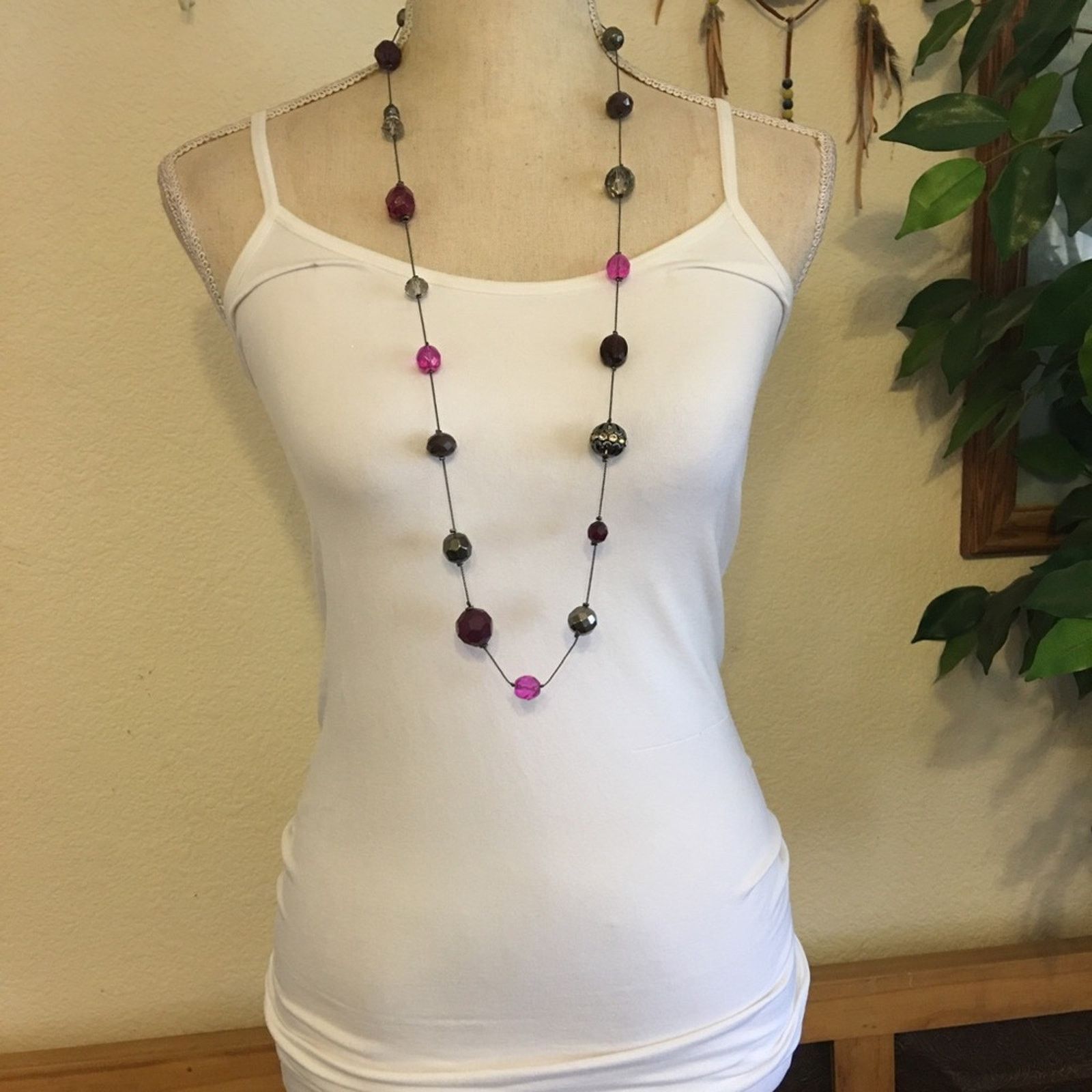 Jewelry Pink & chrome tone bead mix chain necklace Size ONE SIZE - 3 Thumbnail