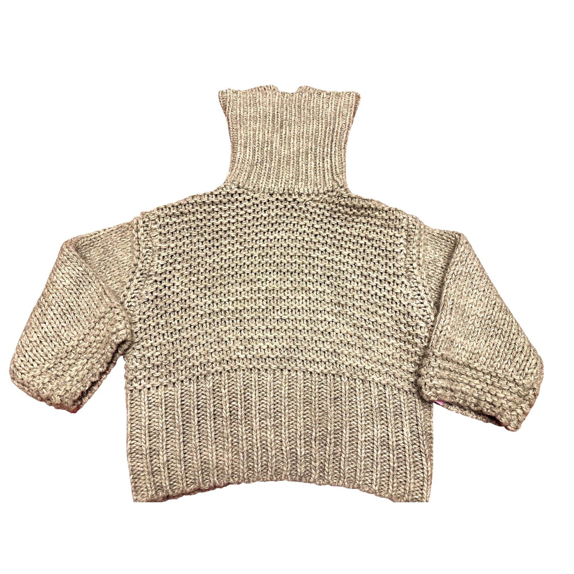 Other LUSH Small Oatmeal Chunky Turtleneck Sweater Cropped Texture Size S / US 4 / IT 40 - 6 Thumbnail